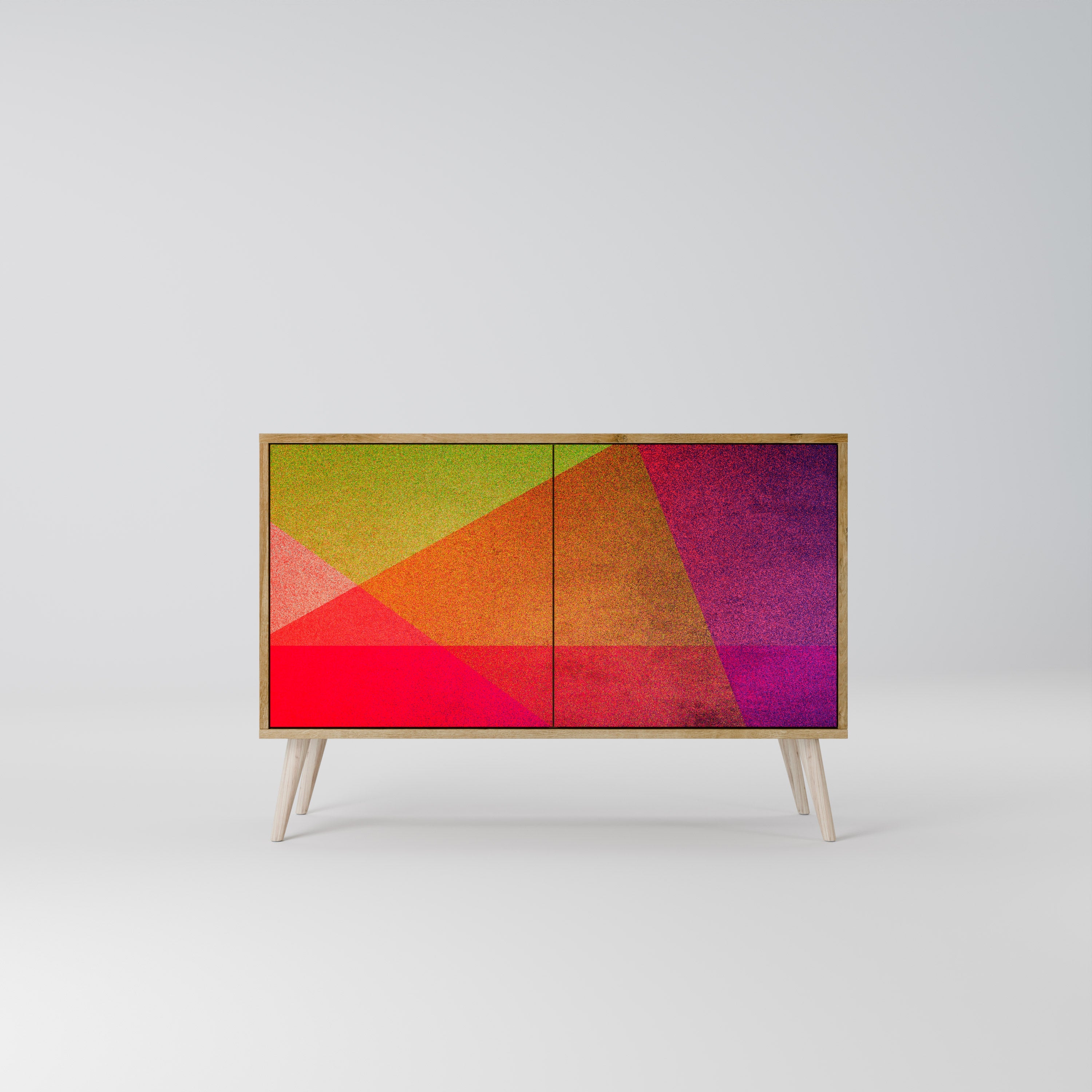 VIVID GEOMETRY Sideboard mit 2 Türen in Eichenoptik