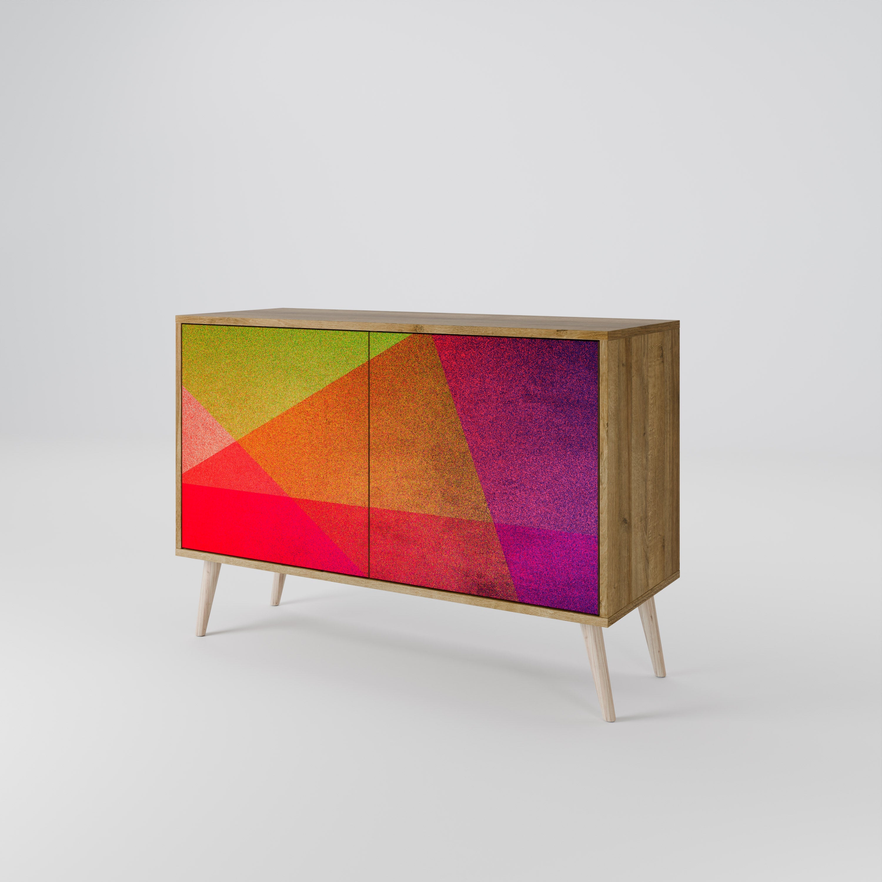 VIVID GEOMETRY Sideboard mit 2 Türen in Eichenoptik