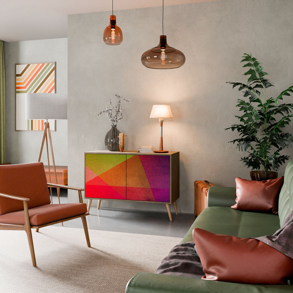 VIVID GEOMETRY Sideboard mit 2 Türen in Eichenoptik