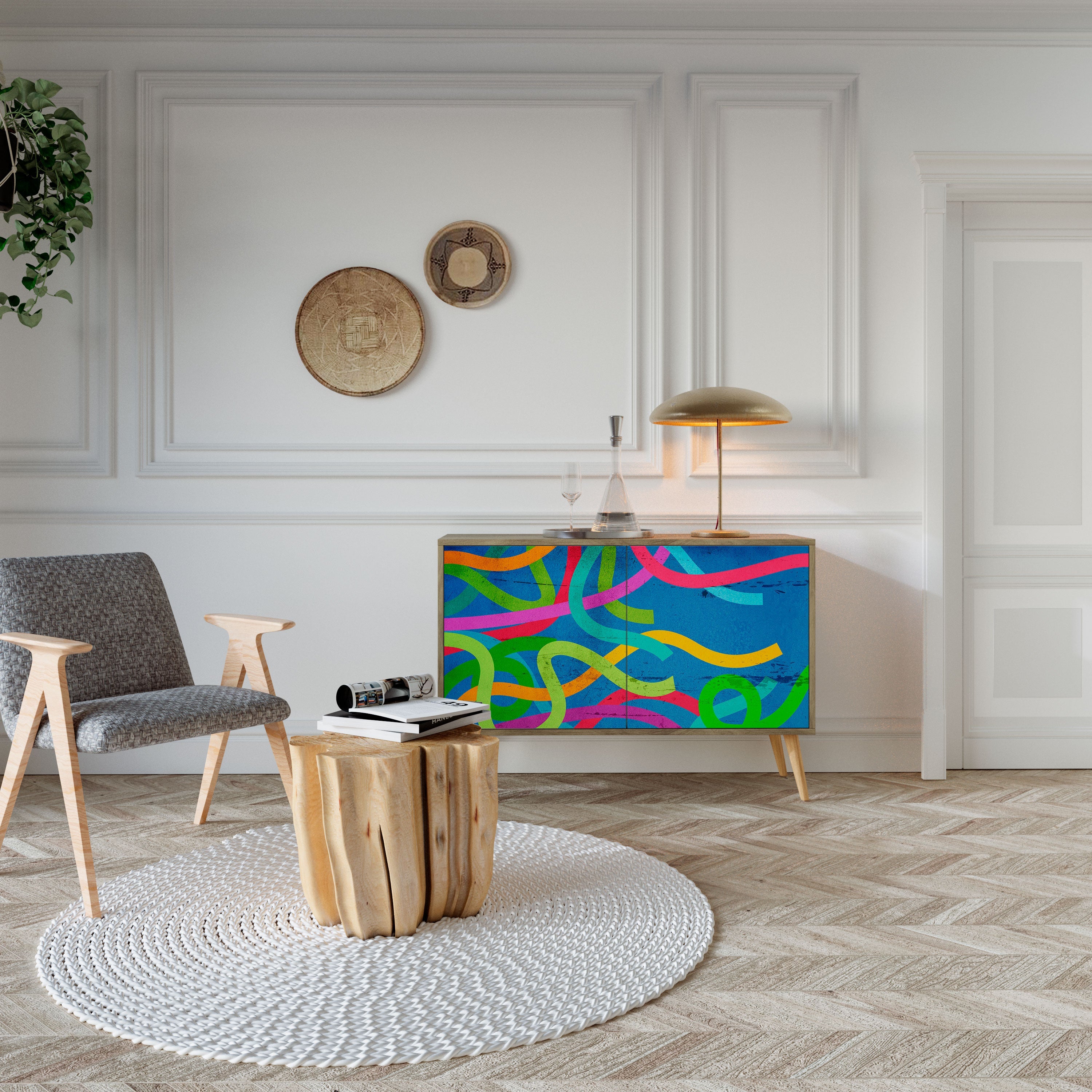 STREAMER TANGLE Sideboard mit 2 Türen in Eichenoptik