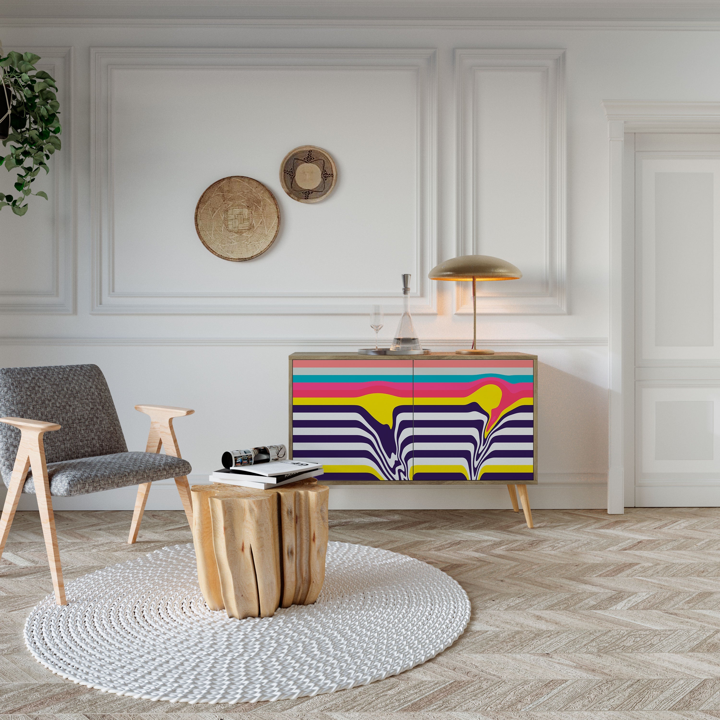 TONE COLLAPSE Sideboard mit 2 Türen in Eichenoptik