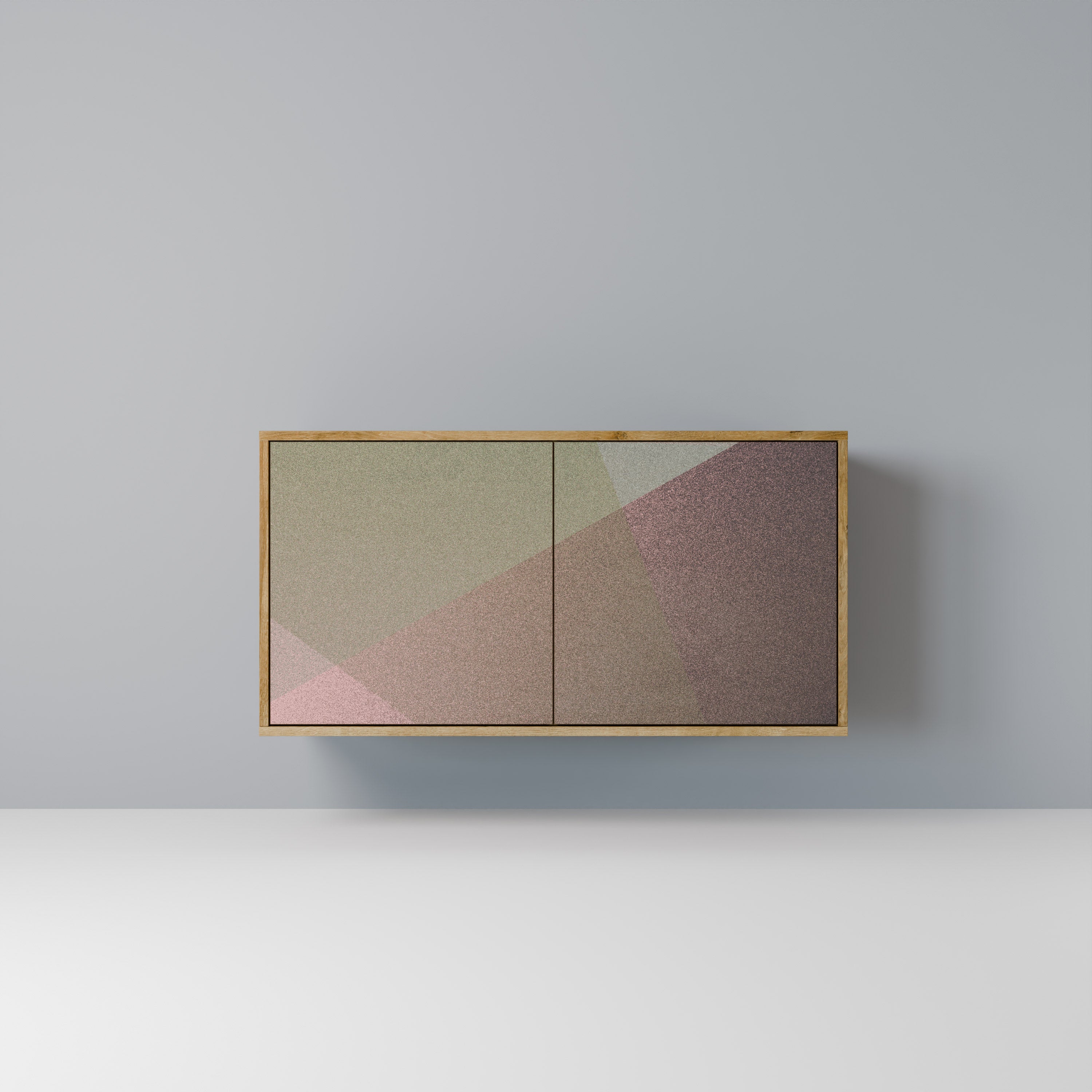 BEIGE GEOMETRY Sideboard mit 2 Türen in Eichenoptik
