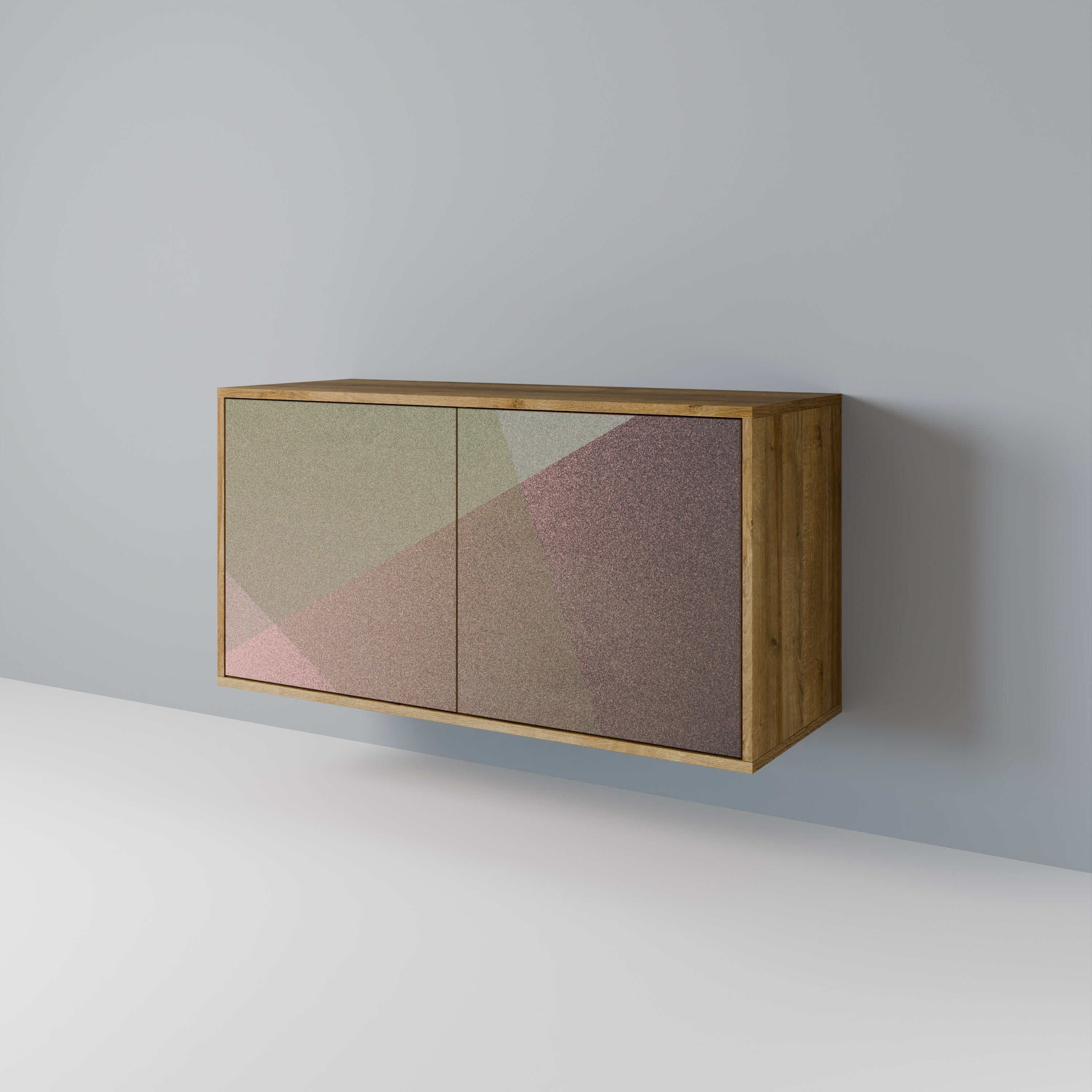 BEIGE GEOMETRY Sideboard mit 2 Türen in Eichenoptik