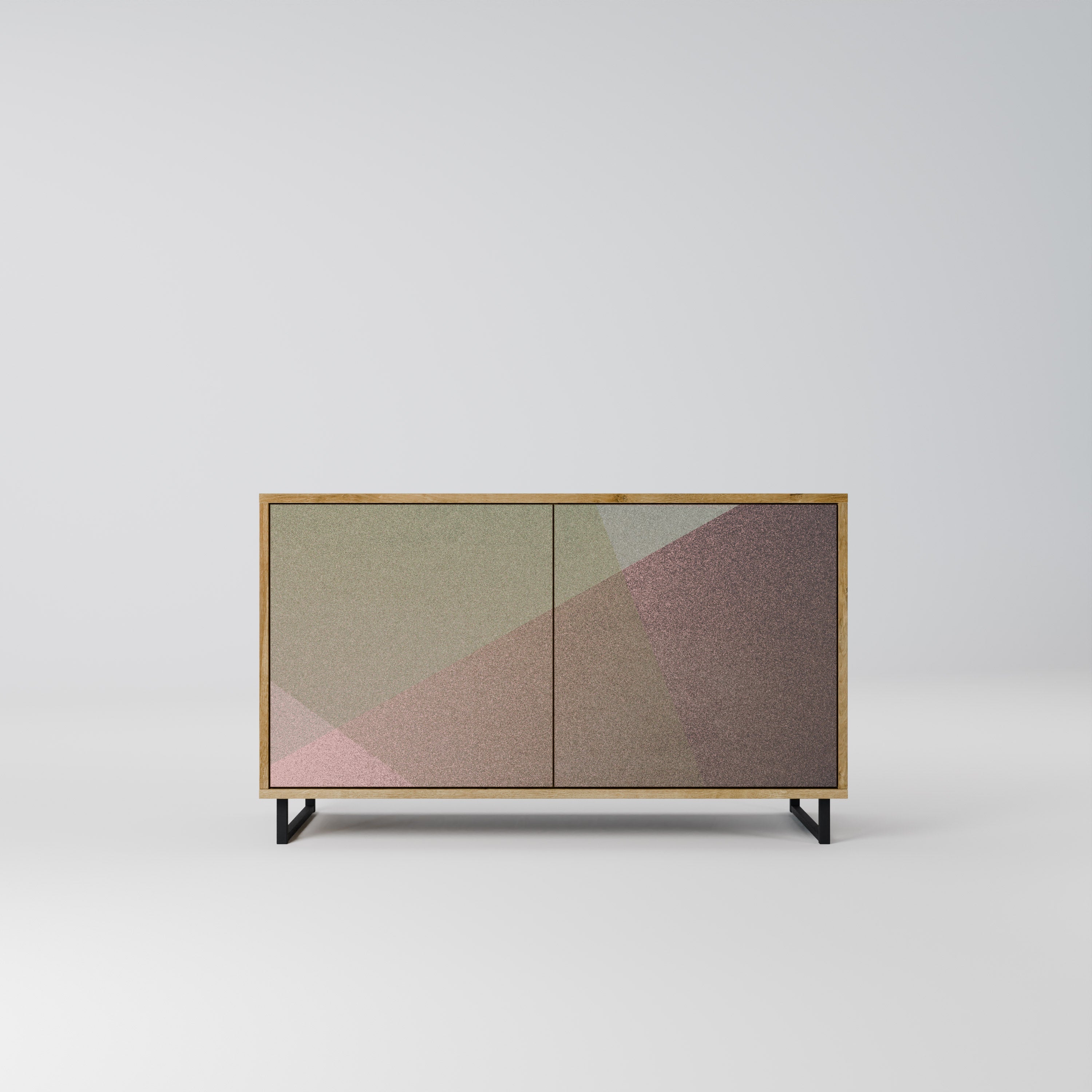 BEIGE GEOMETRY Sideboard mit 2 Türen in Eichenoptik