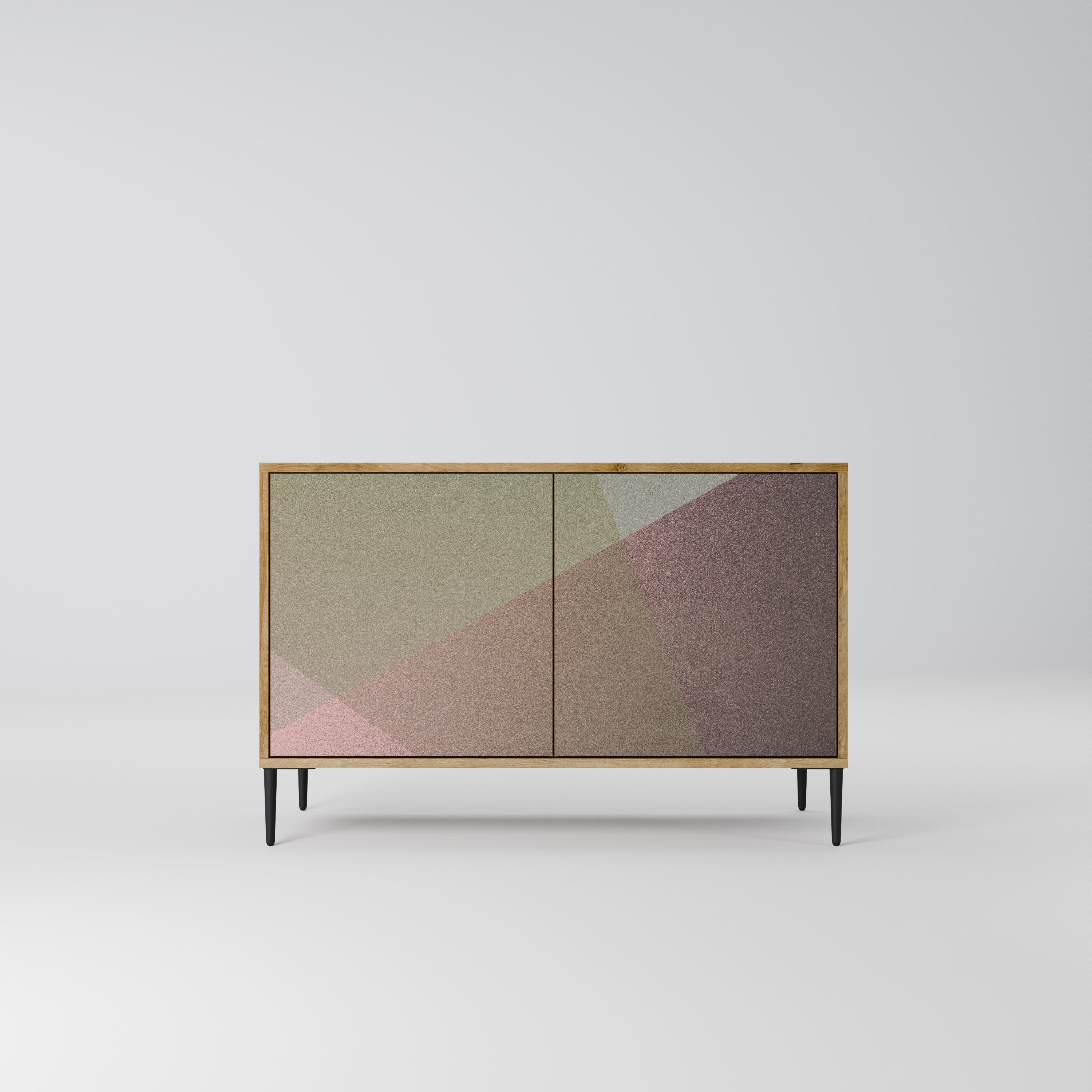 BEIGE GEOMETRY Sideboard mit 2 Türen in Eichenoptik