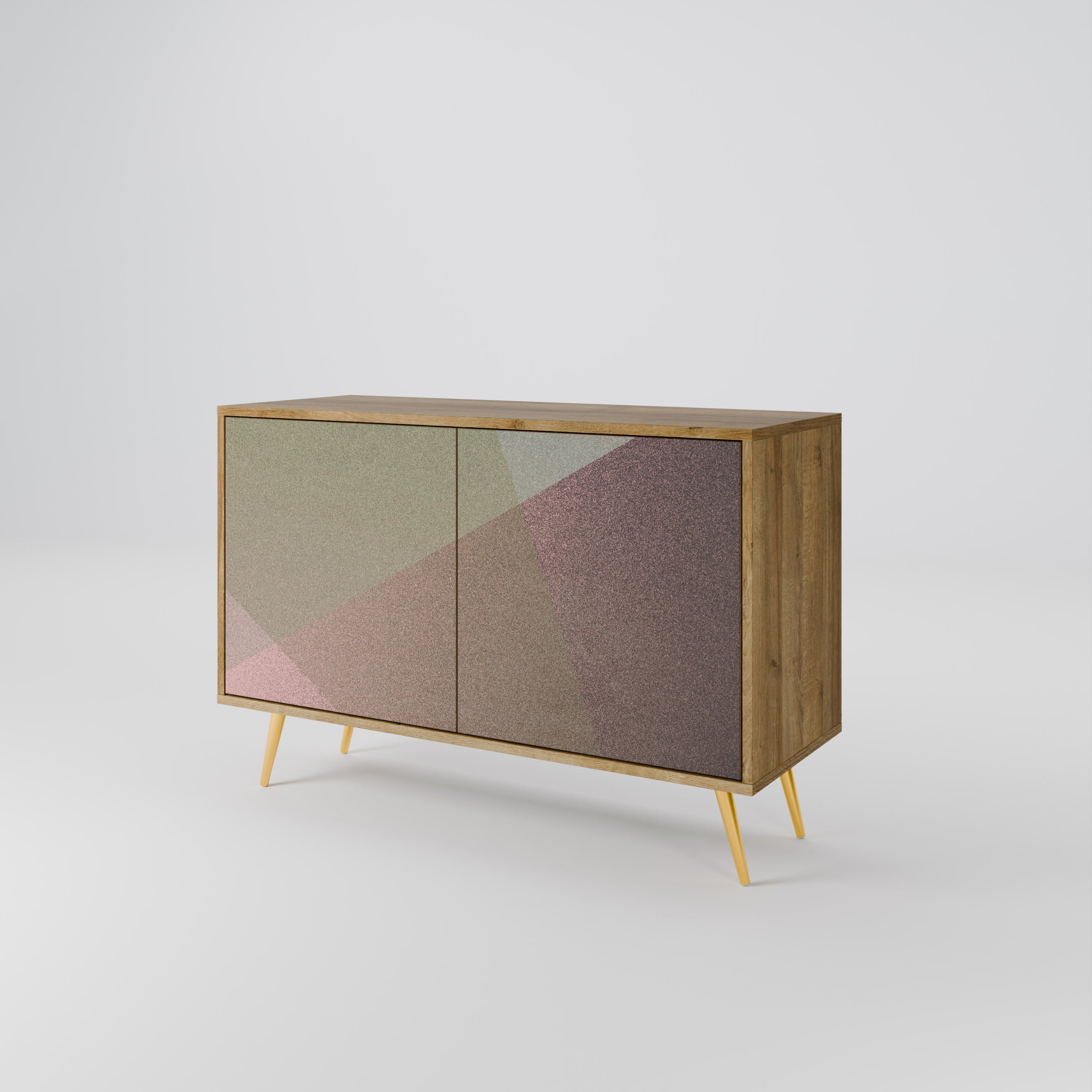 BEIGE GEOMETRY Sideboard mit 2 Türen in Eichenoptik