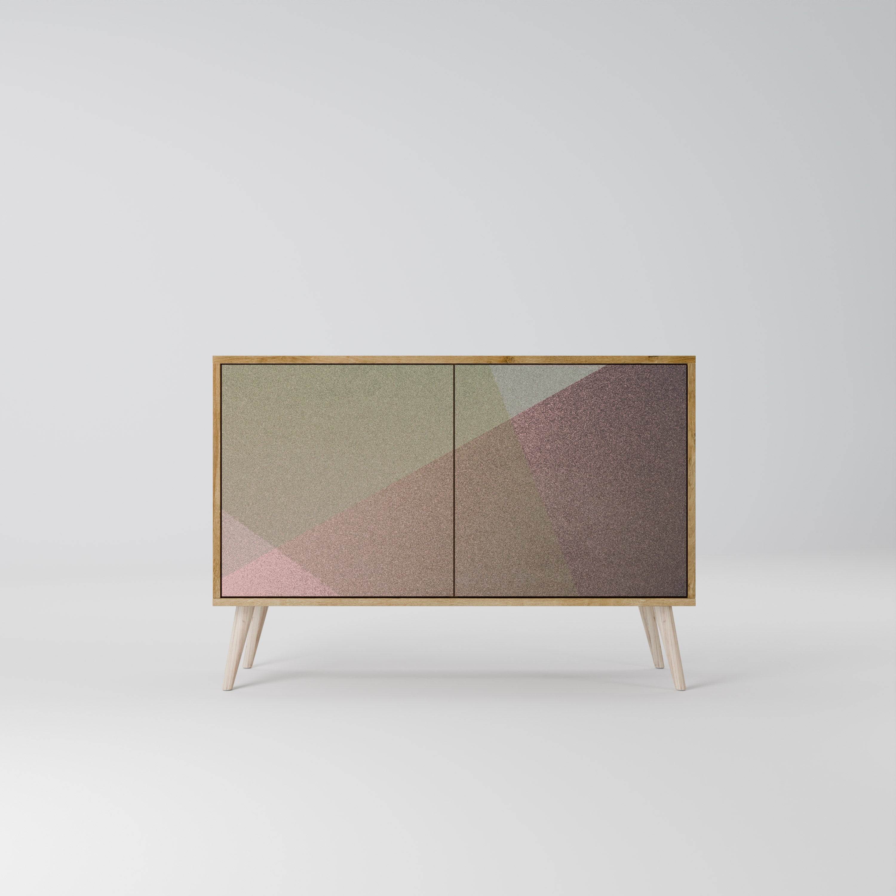 BEIGE GEOMETRY Sideboard mit 2 Türen in Eichenoptik