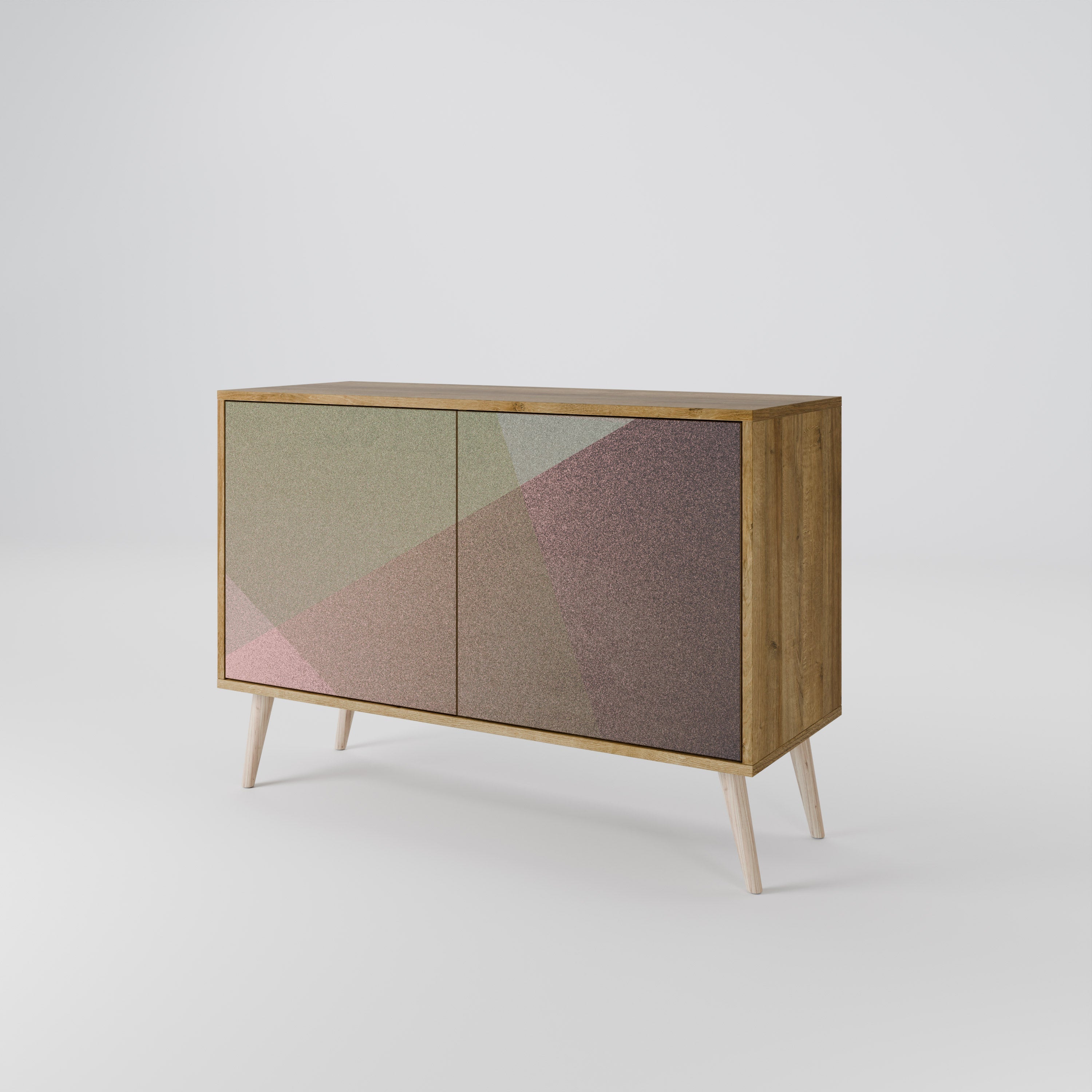 BEIGE GEOMETRY Sideboard mit 2 Türen in Eichenoptik