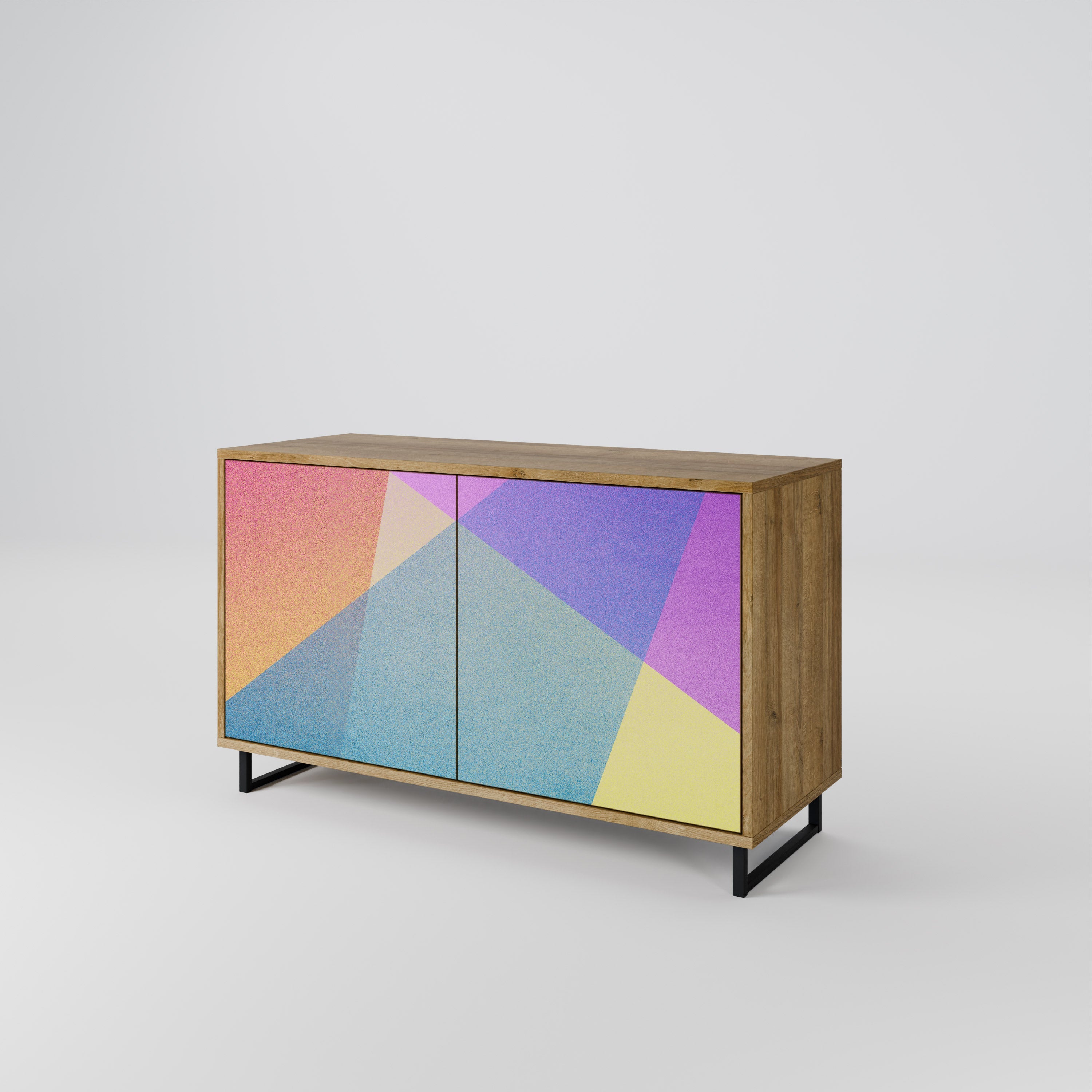 BRIGHT GEOMETRY Sideboard mit 2 Türen in Eichenoptik