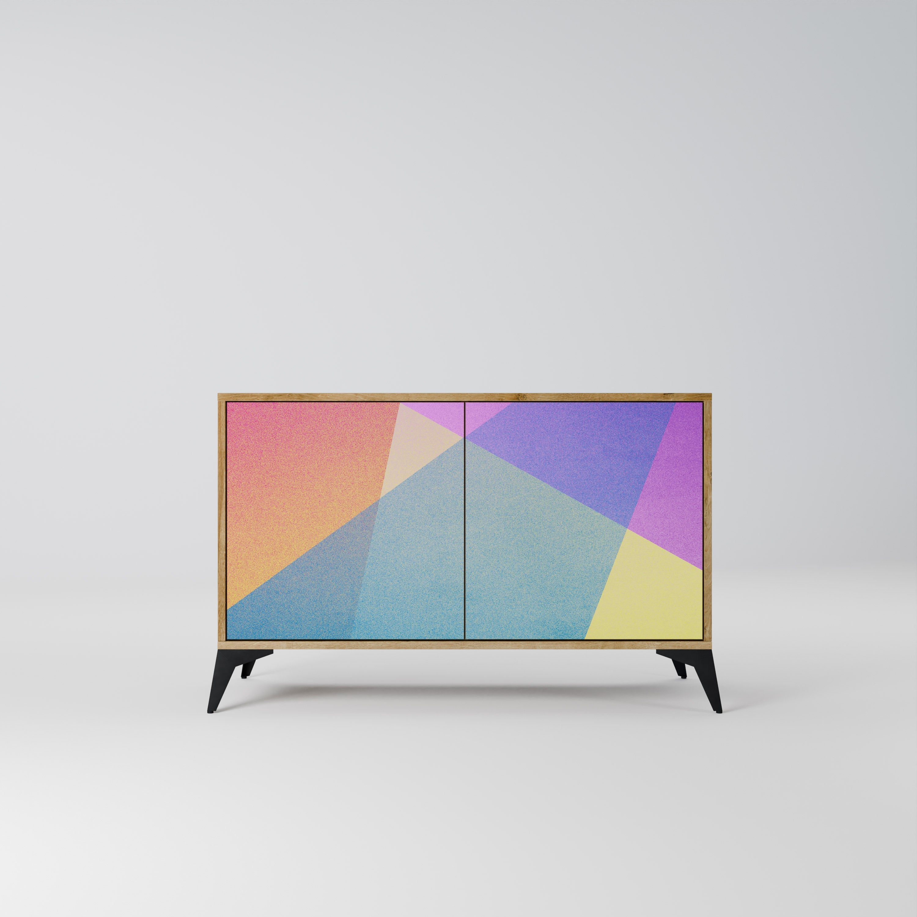 BRIGHT GEOMETRY Sideboard mit 2 Türen in Eichenoptik