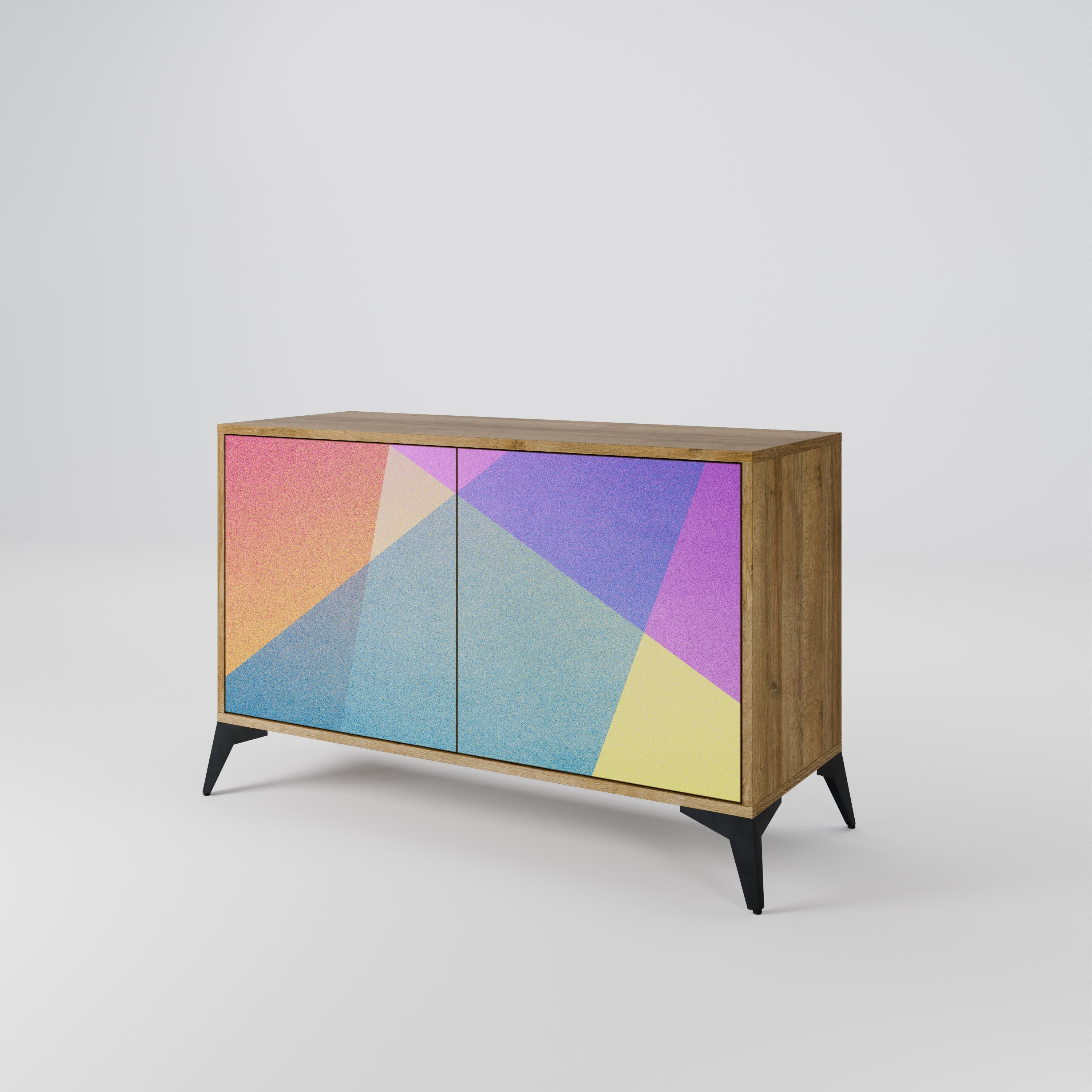 BRIGHT GEOMETRY Sideboard mit 2 Türen in Eichenoptik
