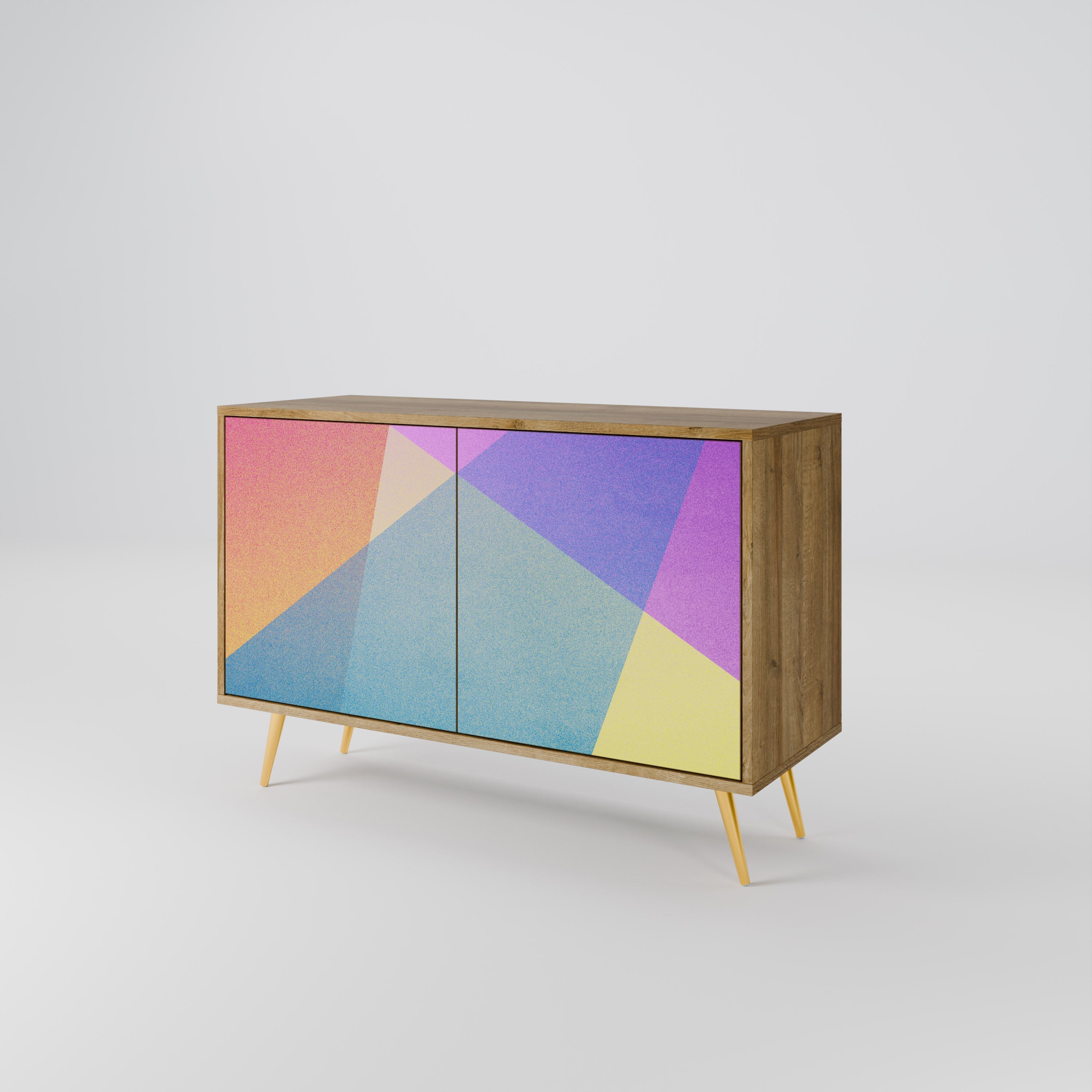BRIGHT GEOMETRY Sideboard mit 2 Türen in Eichenoptik