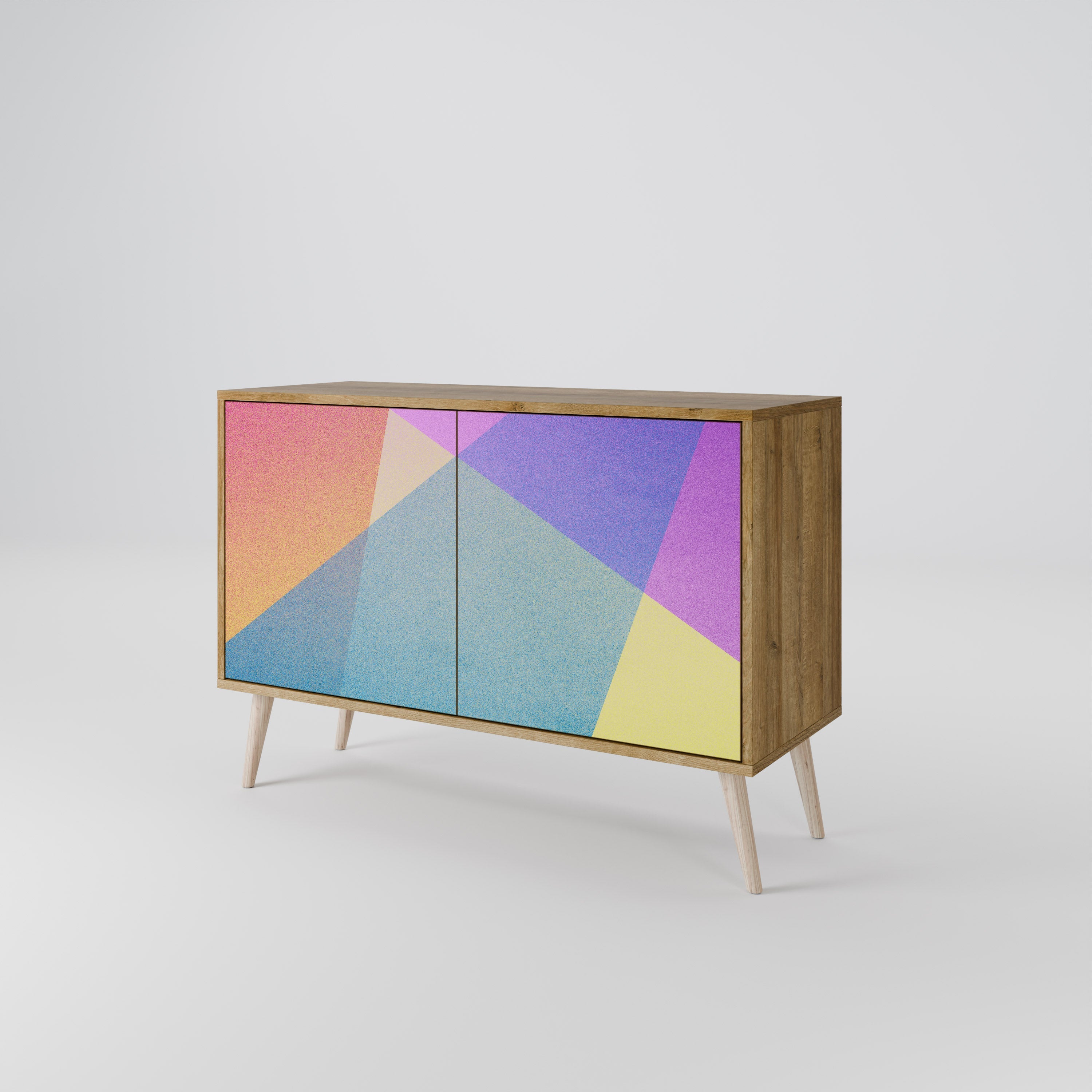 BRIGHT GEOMETRY Sideboard mit 2 Türen in Eichenoptik