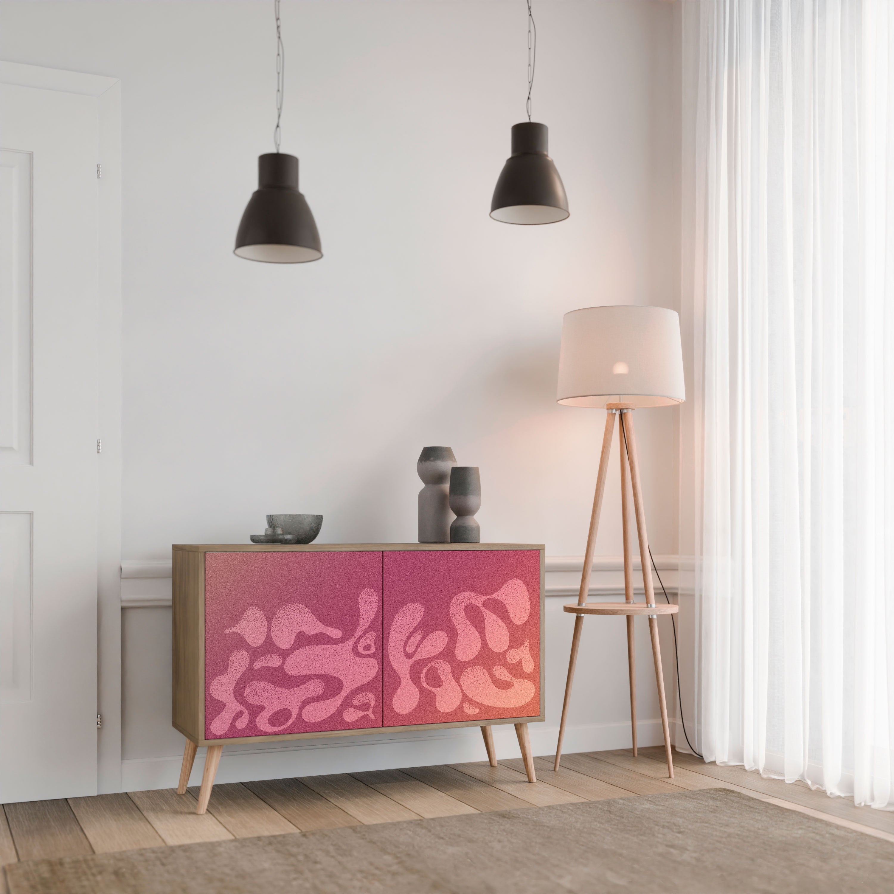 IRREGULAR PINK Sideboard mit 2 Türen in Eichenoptik