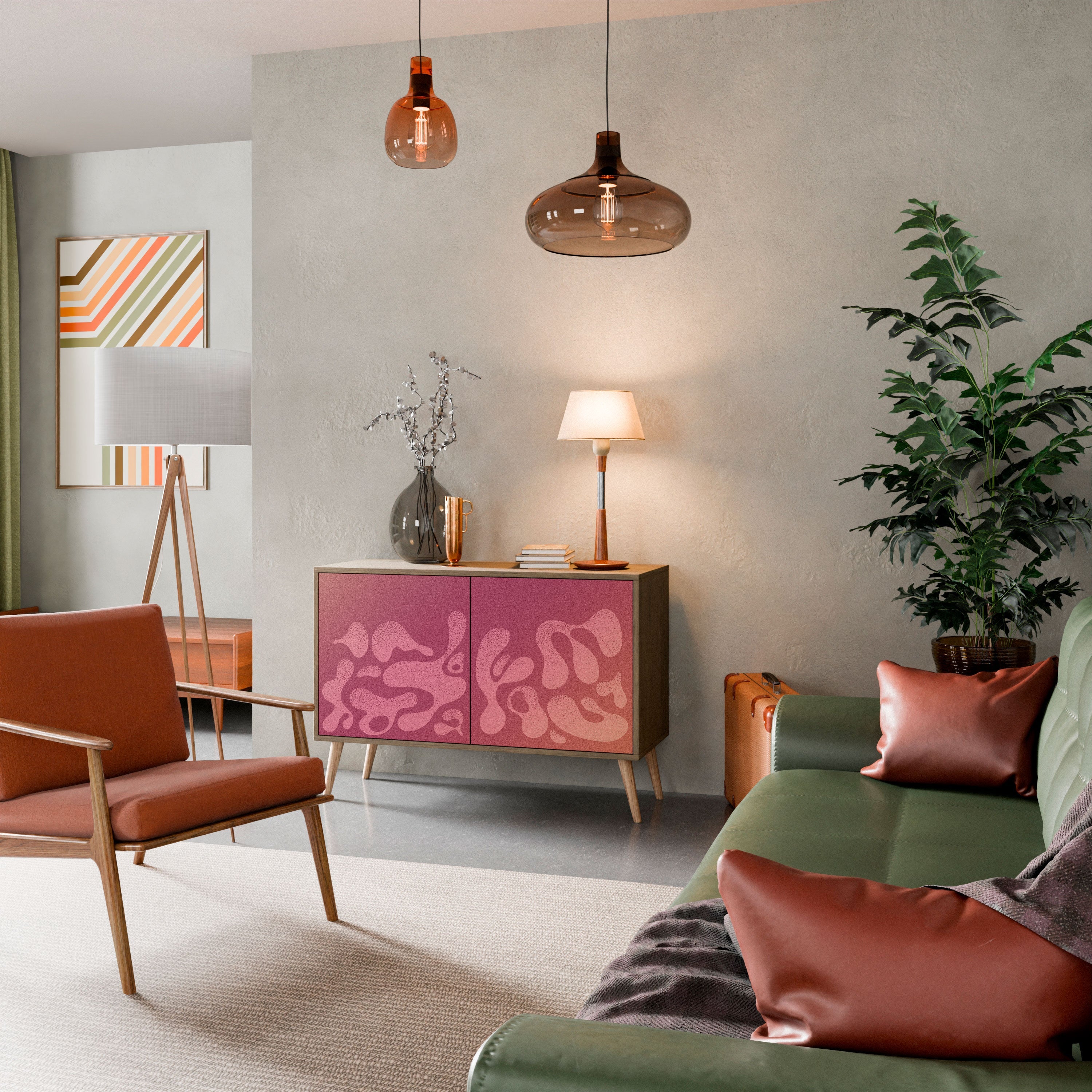 IRREGULAR PINK Sideboard mit 2 Türen in Eichenoptik