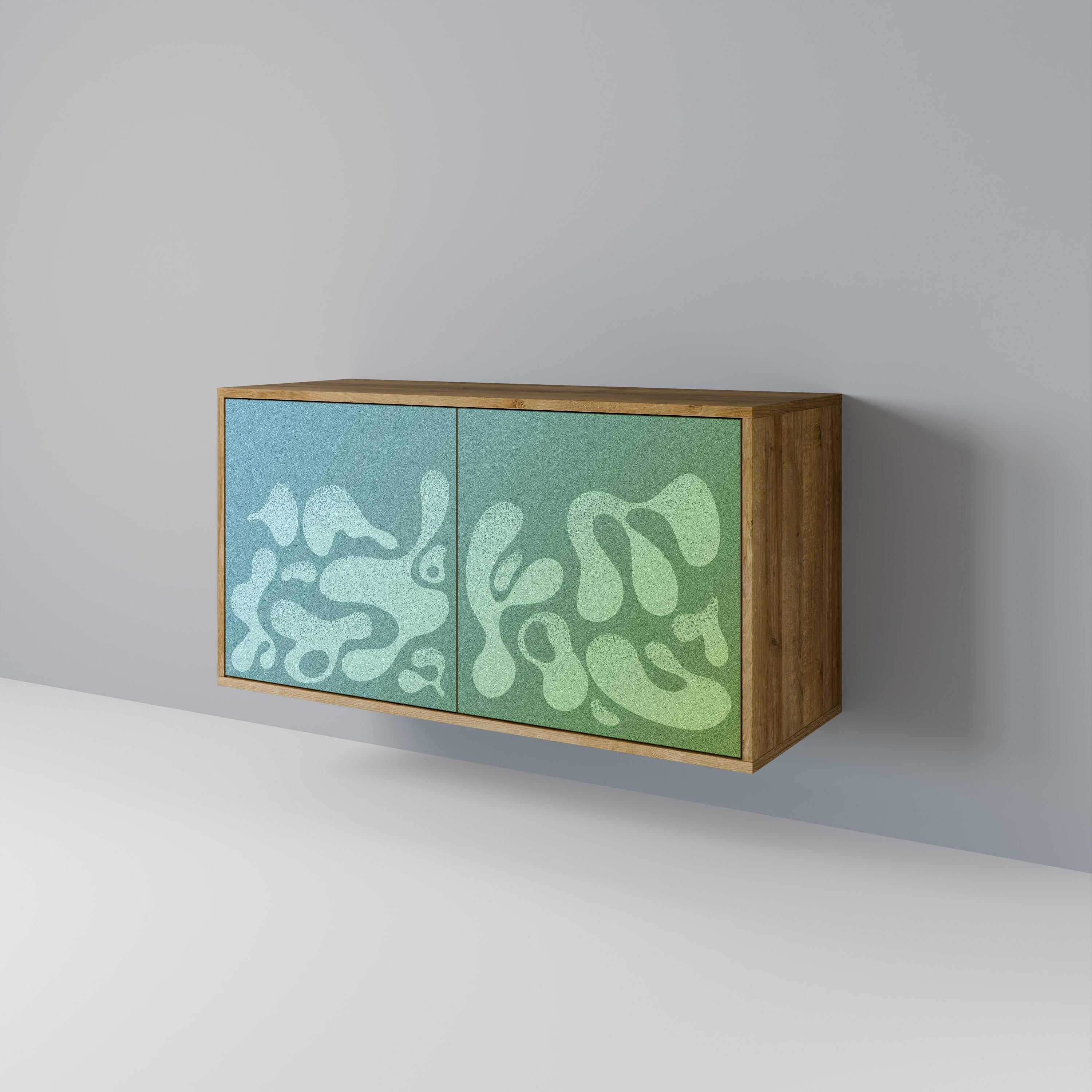 IRREGULAR BLUE Sideboard mit 2 Türen in Eichenoptik