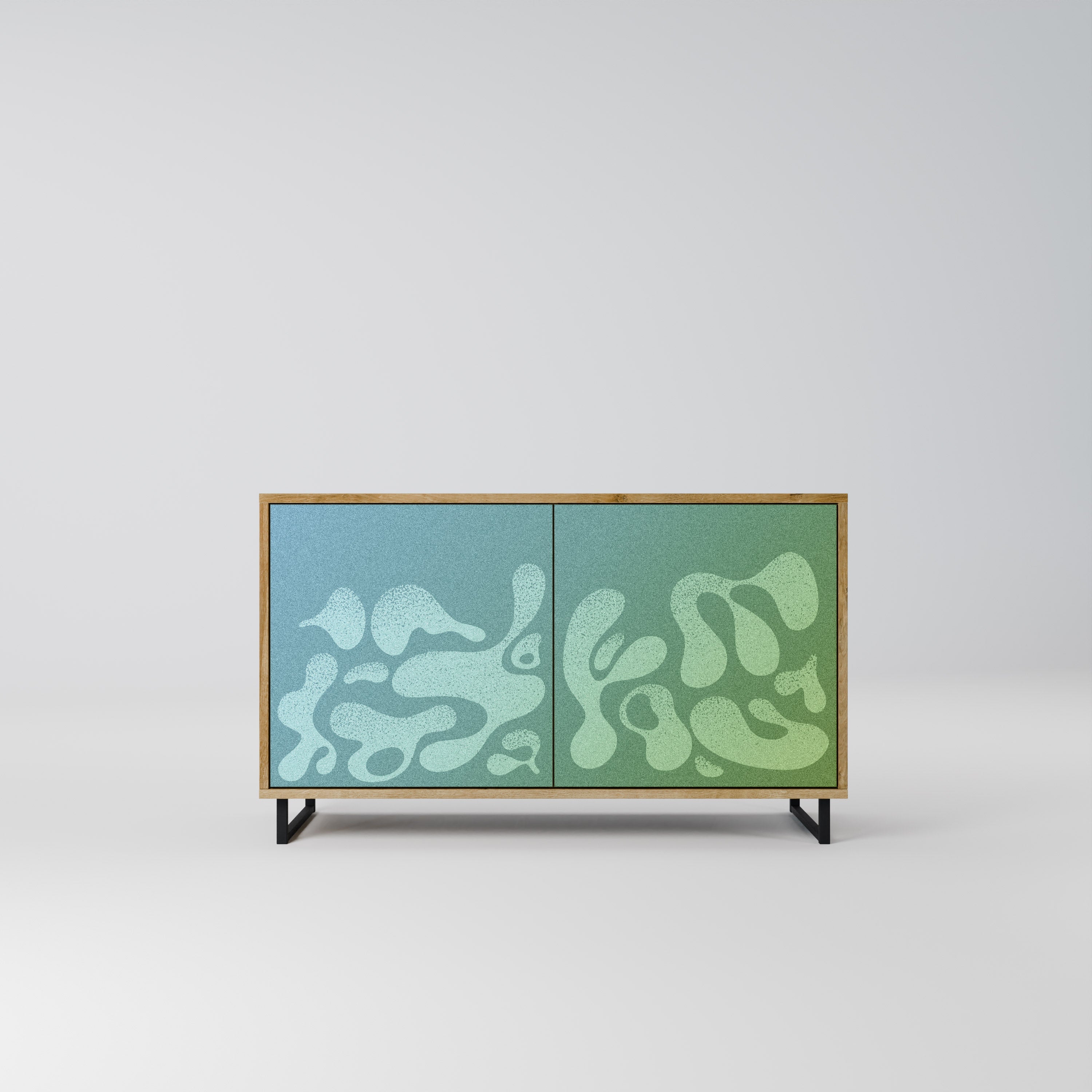 IRREGULAR BLUE Sideboard mit 2 Türen in Eichenoptik