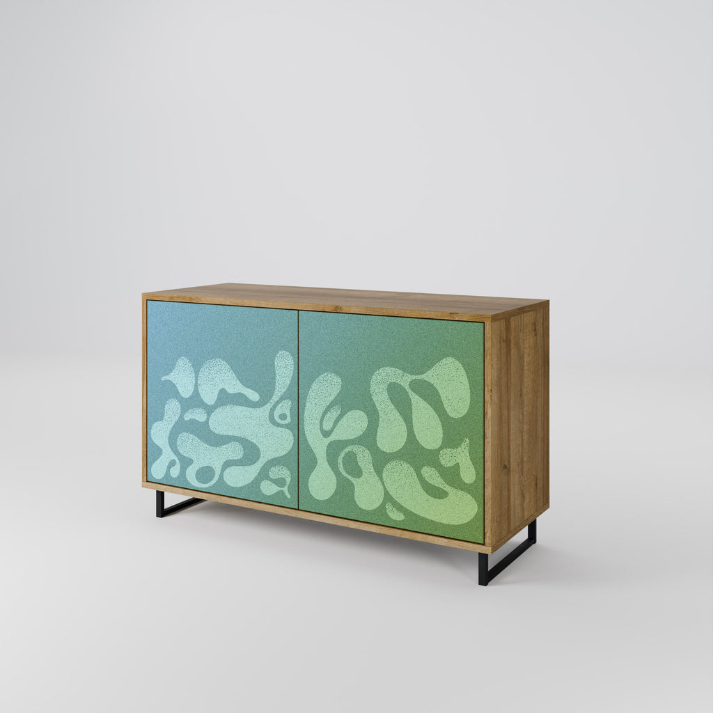 IRREGULAR BLUE Sideboard mit 2 Türen in Eichenoptik