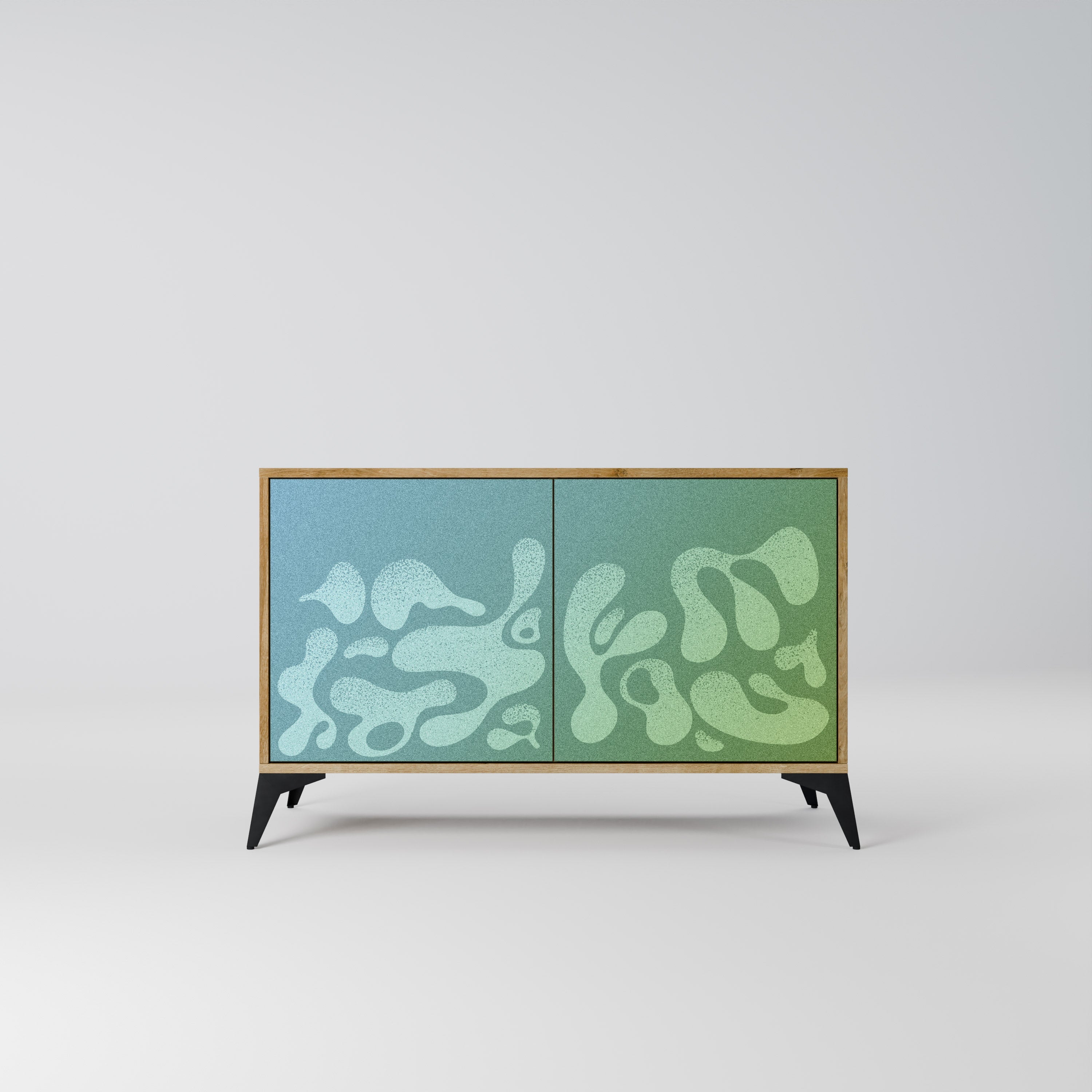 IRREGULAR BLUE Sideboard mit 2 Türen in Eichenoptik