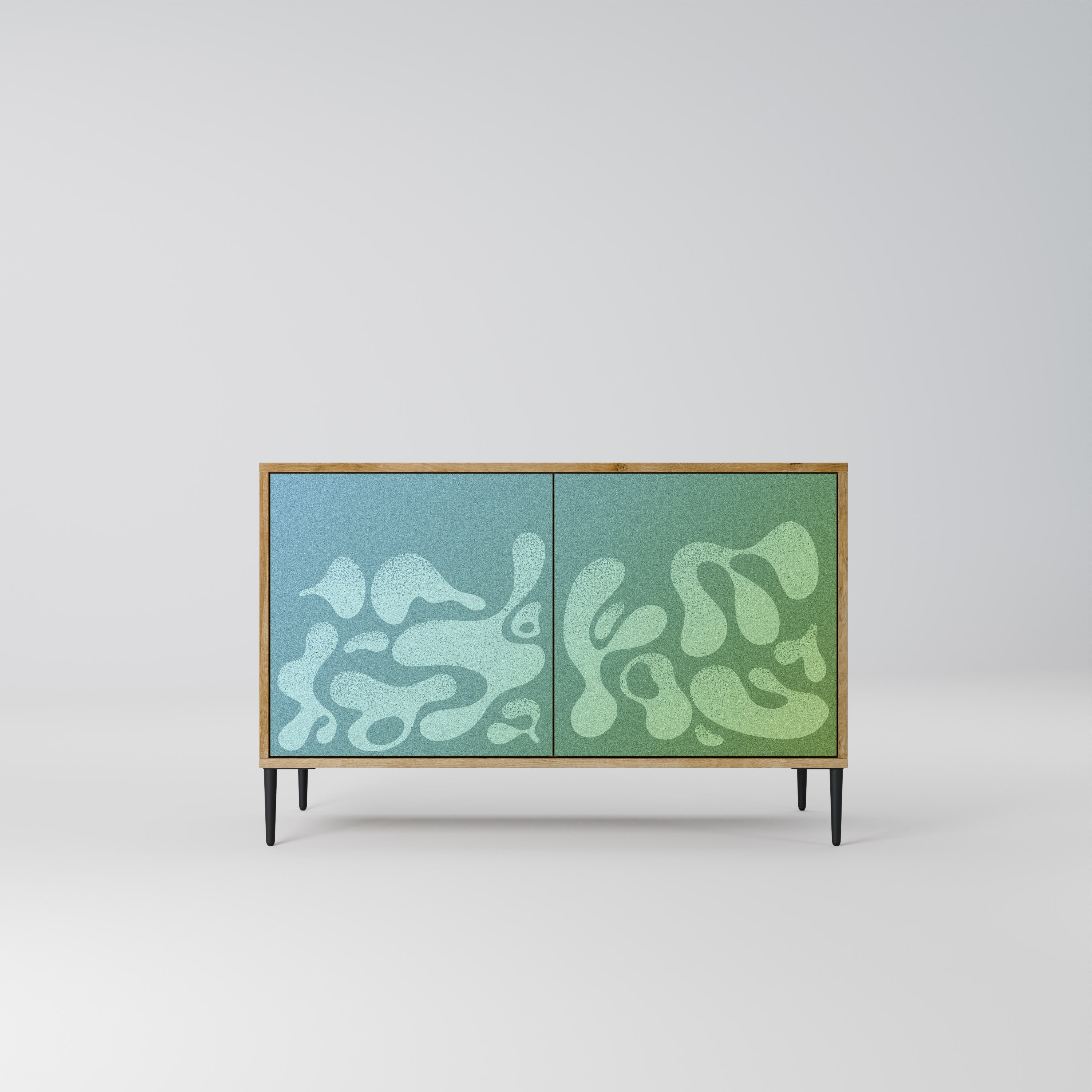 IRREGULAR BLUE Sideboard mit 2 Türen in Eichenoptik