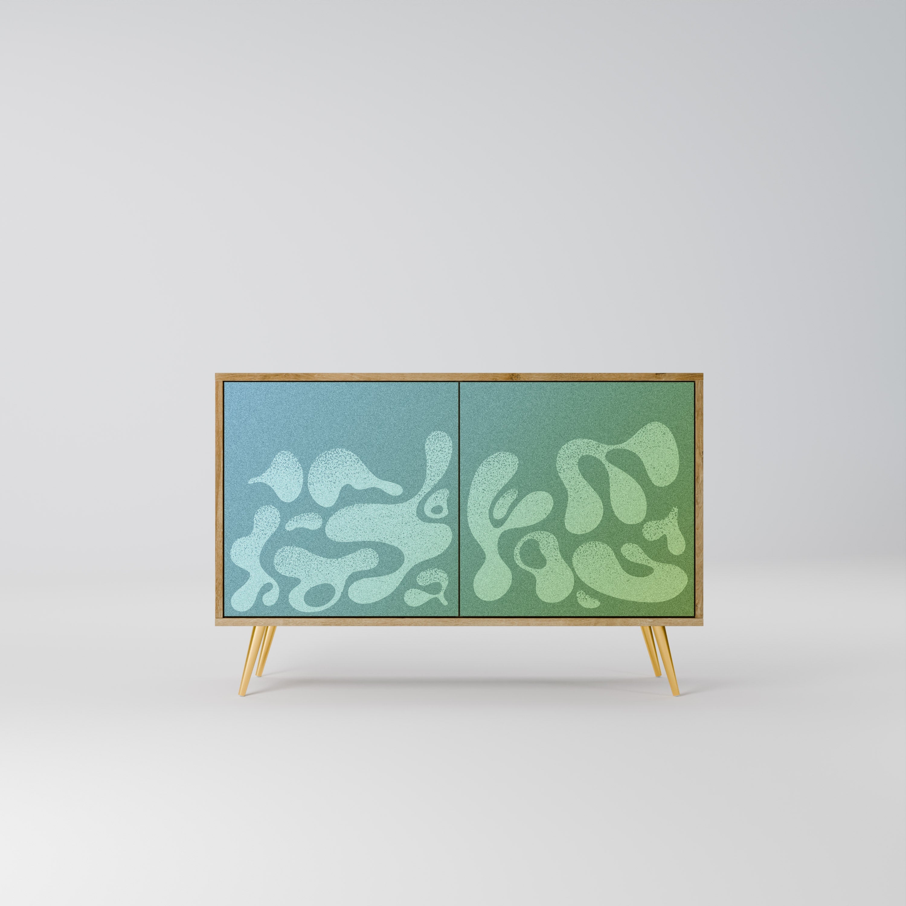 IRREGULAR BLUE Sideboard mit 2 Türen in Eichenoptik