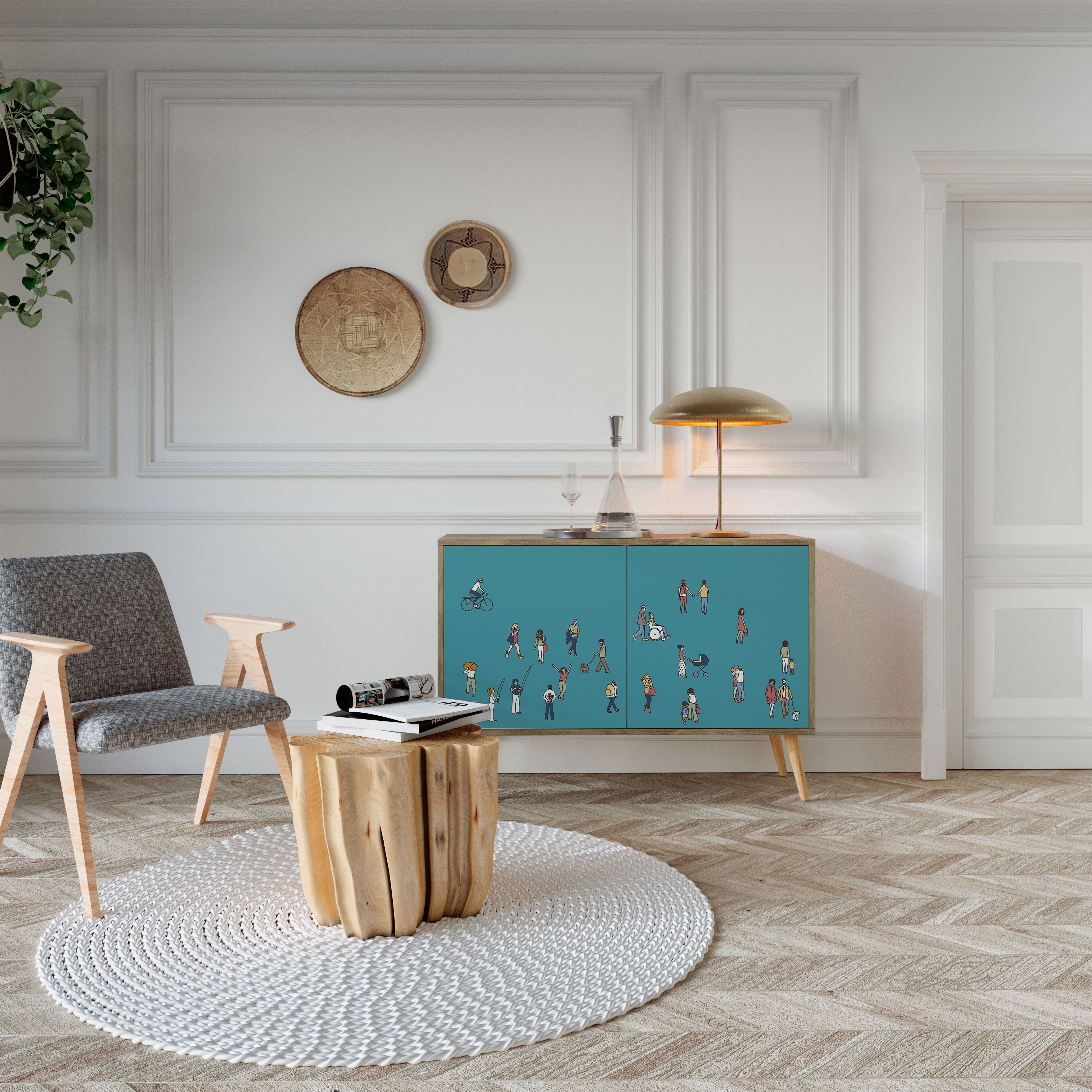 COLLECTIVE STREAM Sideboard mit 2 Türen in Eichenoptik