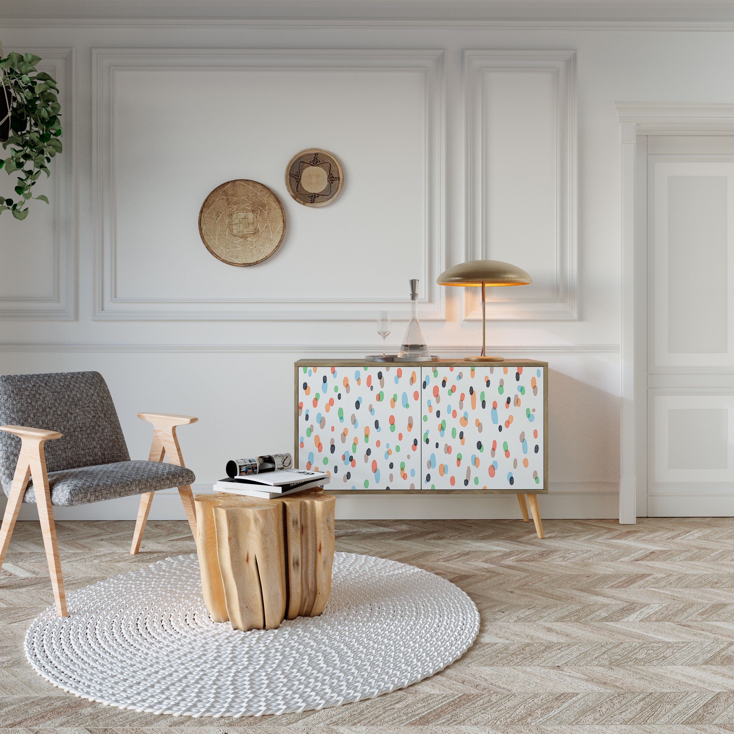 ENERGETIC SPOTS Sideboard mit 2 Türen in Eichenoptik