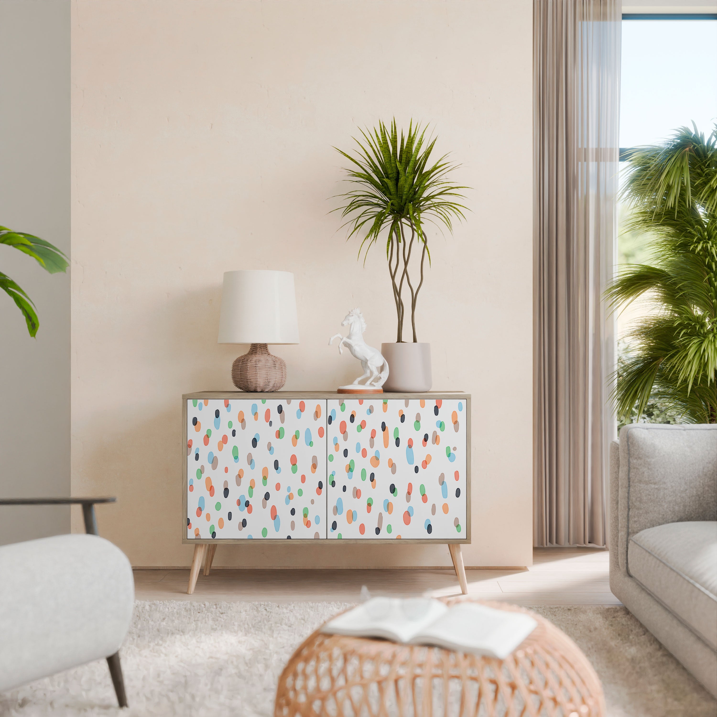 ENERGETIC SPOTS Sideboard mit 2 Türen in Eichenoptik
