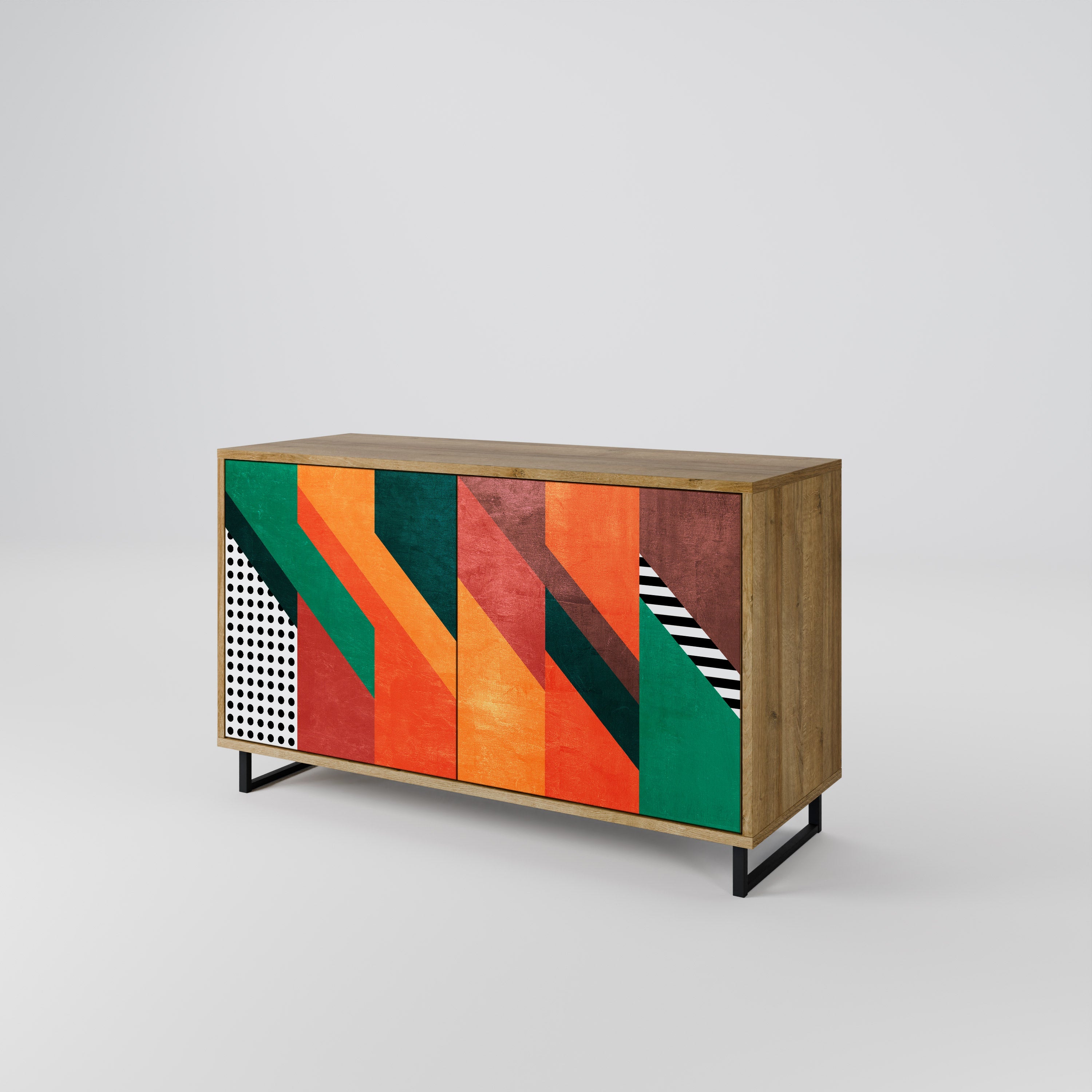 MAKESHIFT ARTISTRY Sideboard mit 2 Türen in Eichenoptik