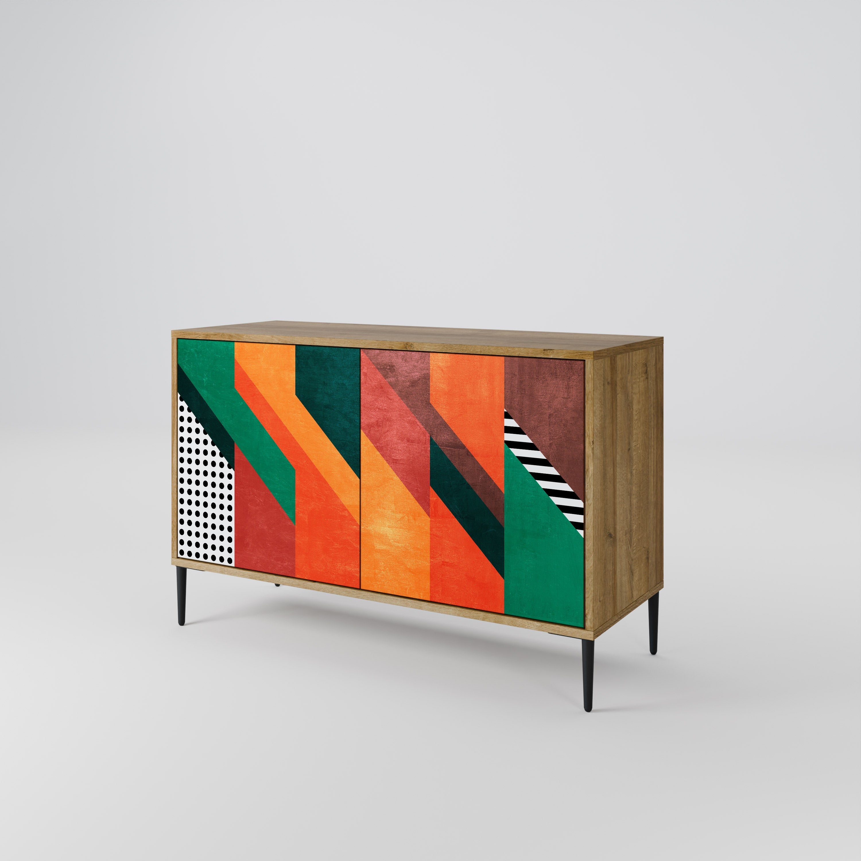 MAKESHIFT ARTISTRY Sideboard mit 2 Türen in Eichenoptik