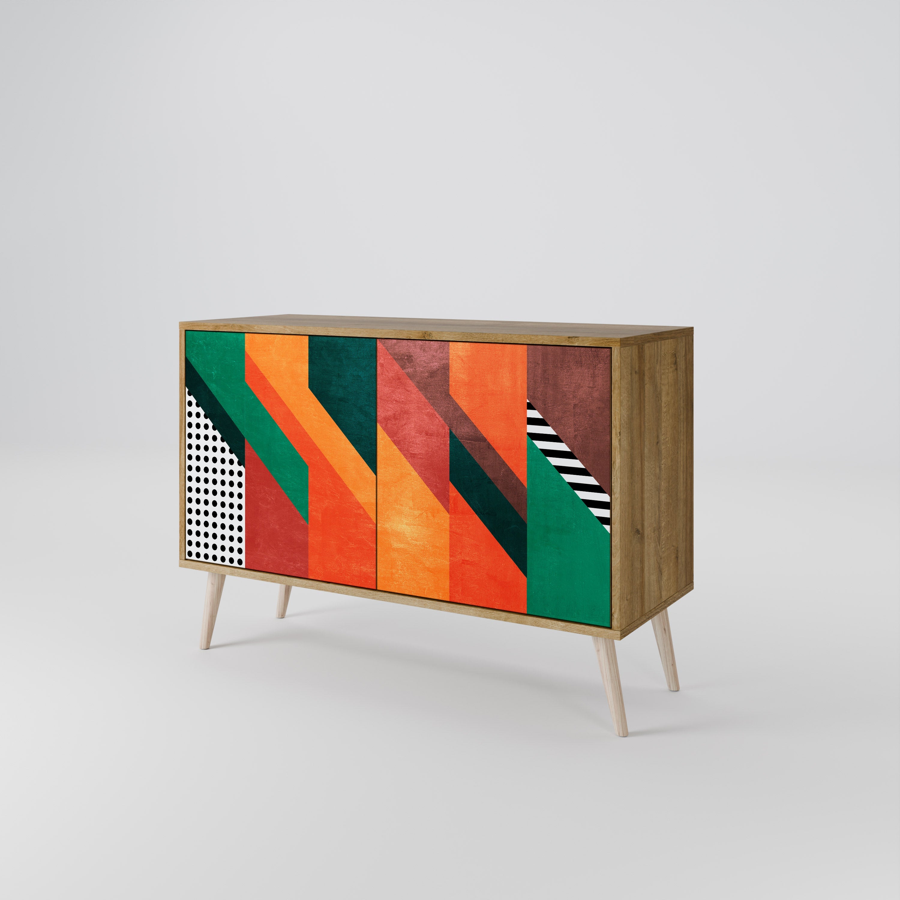 MAKESHIFT ARTISTRY Sideboard mit 2 Türen in Eichenoptik