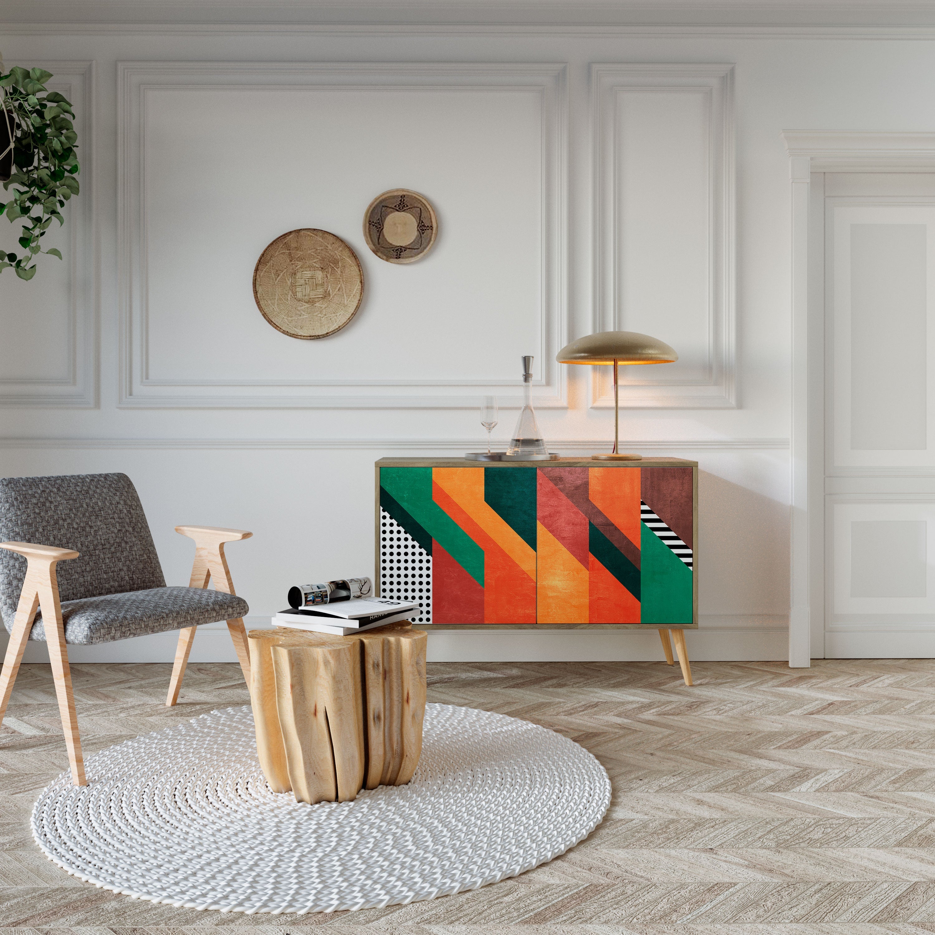 MAKESHIFT ARTISTRY Sideboard mit 2 Türen in Eichenoptik