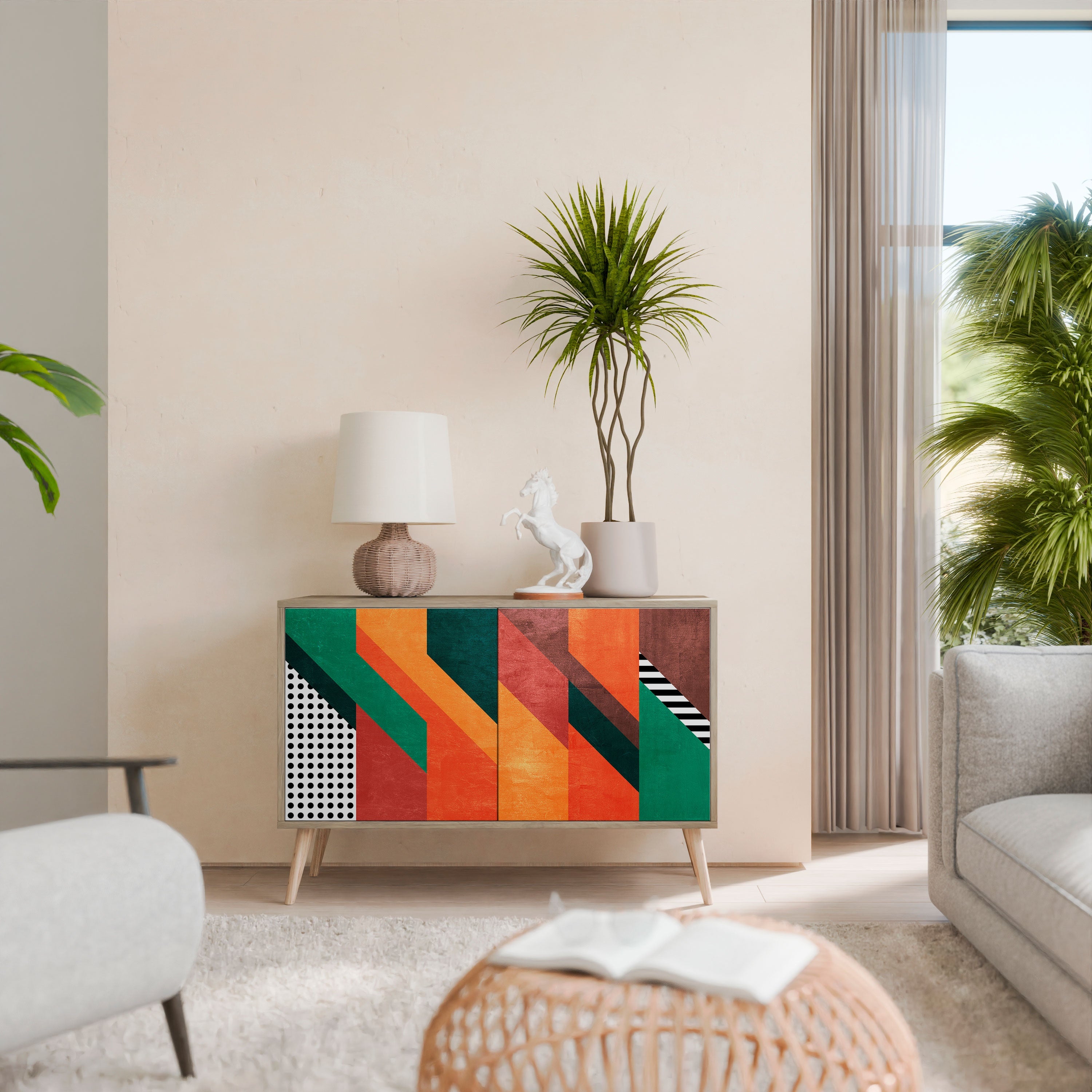MAKESHIFT ARTISTRY Sideboard mit 2 Türen in Eichenoptik