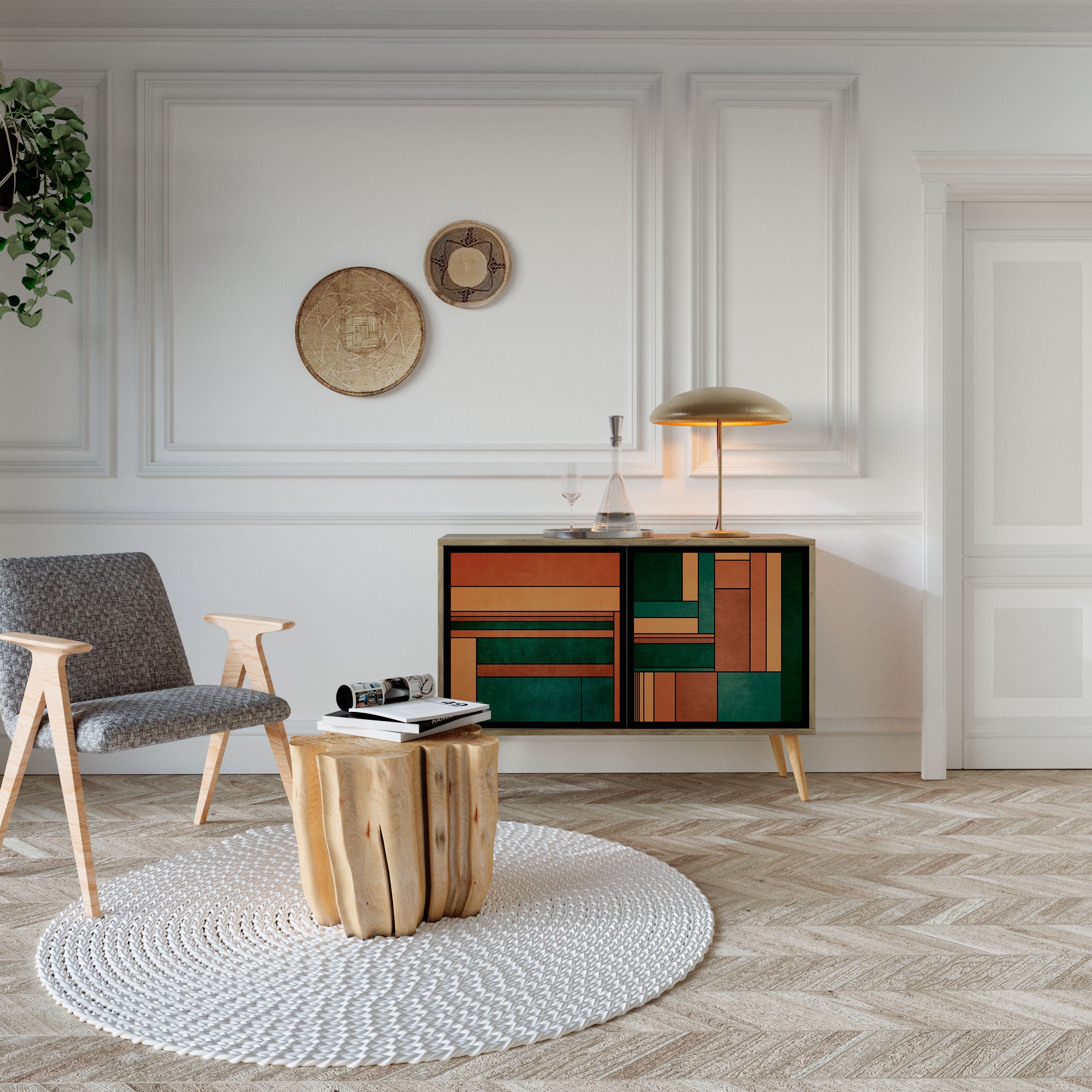 EARTHY FIGURES Sideboard mit 2 Türen in Eichenoptik