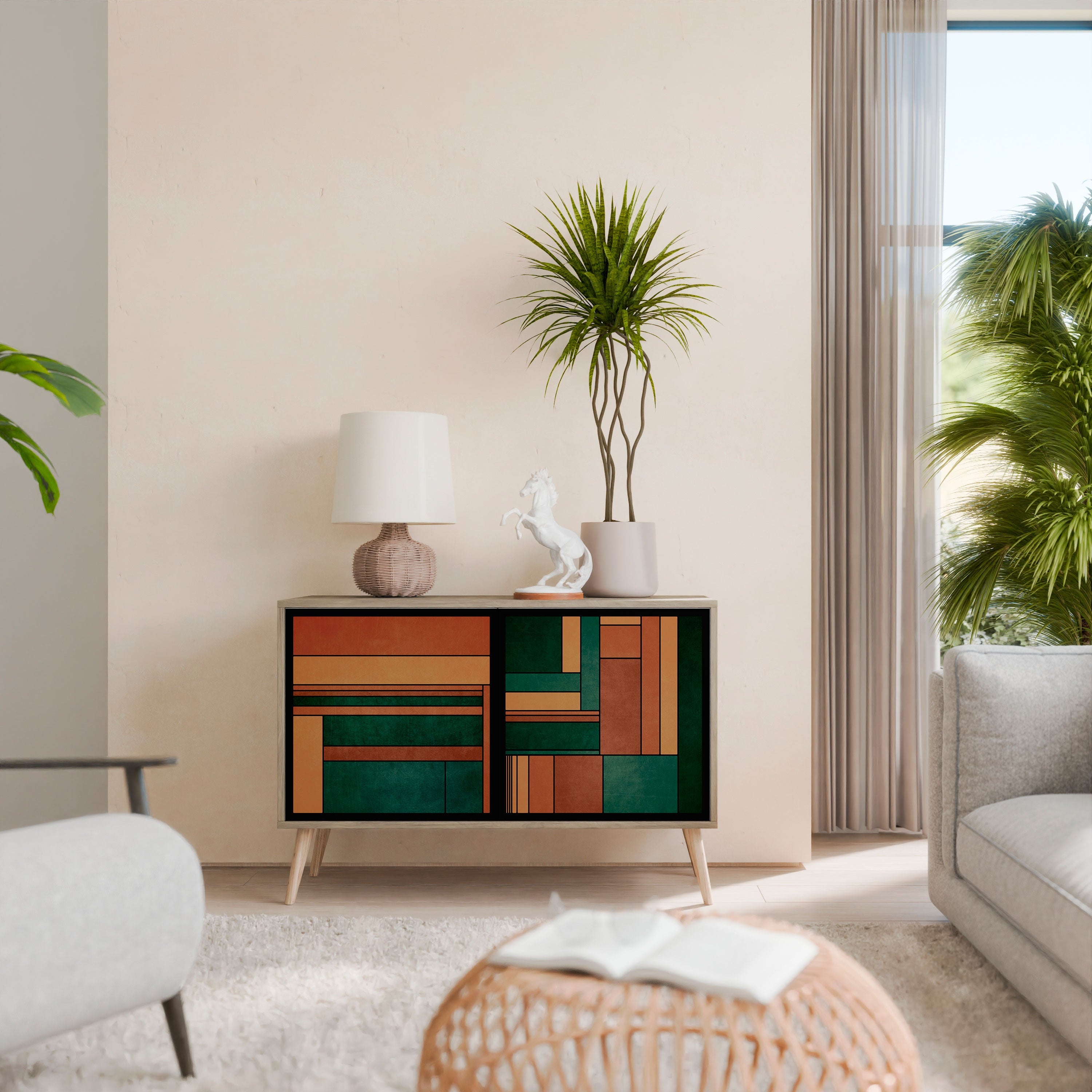 EARTHY FIGURES Sideboard mit 2 Türen in Eichenoptik