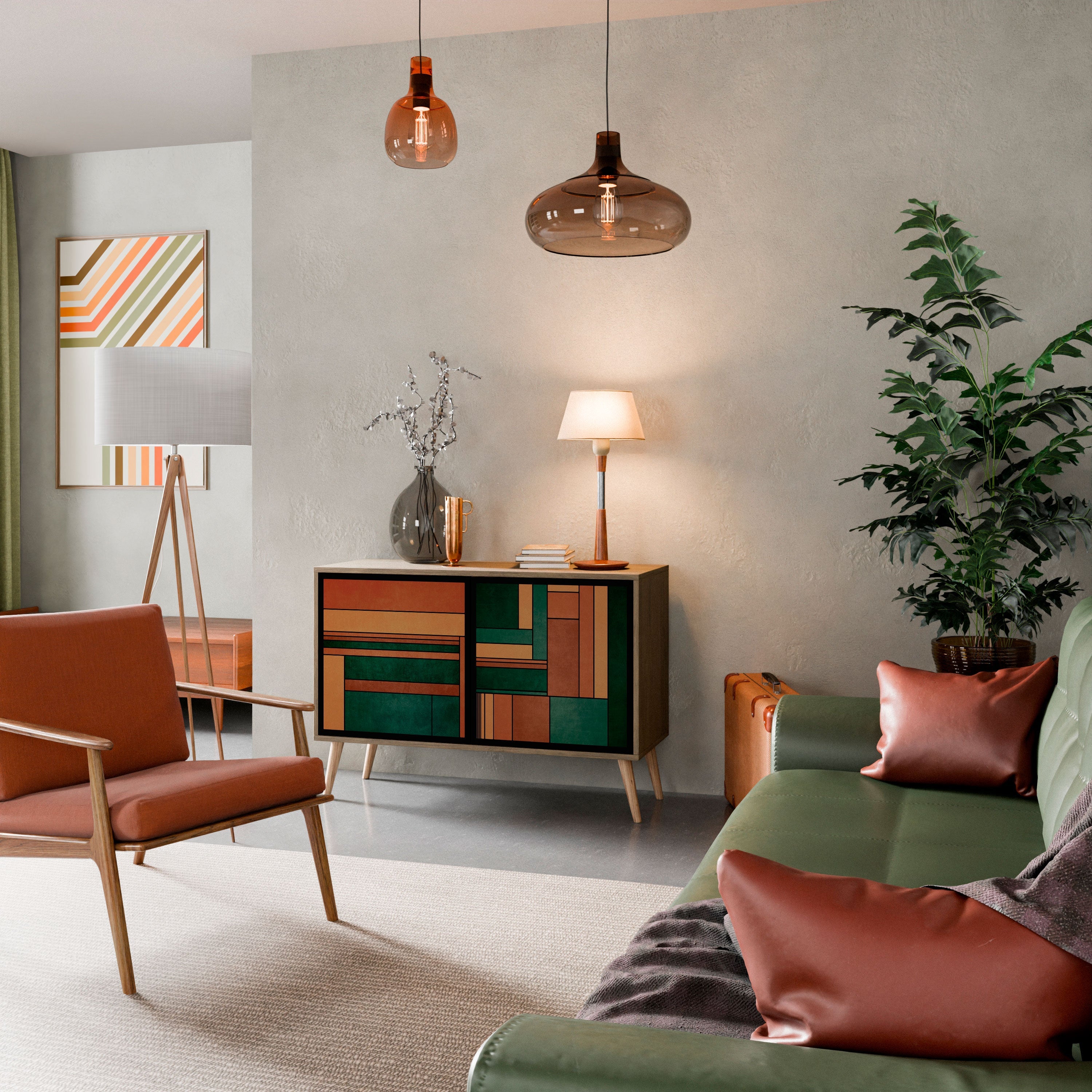 EARTHY FIGURES Sideboard mit 2 Türen in Eichenoptik