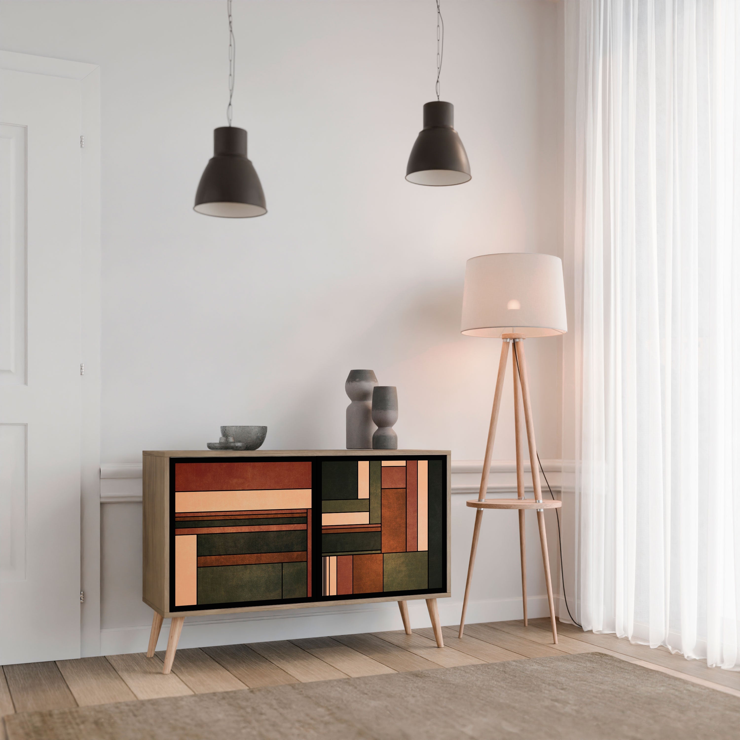 FIGURES OF NATURE Sideboard mit 2 Türen in Eichenoptik