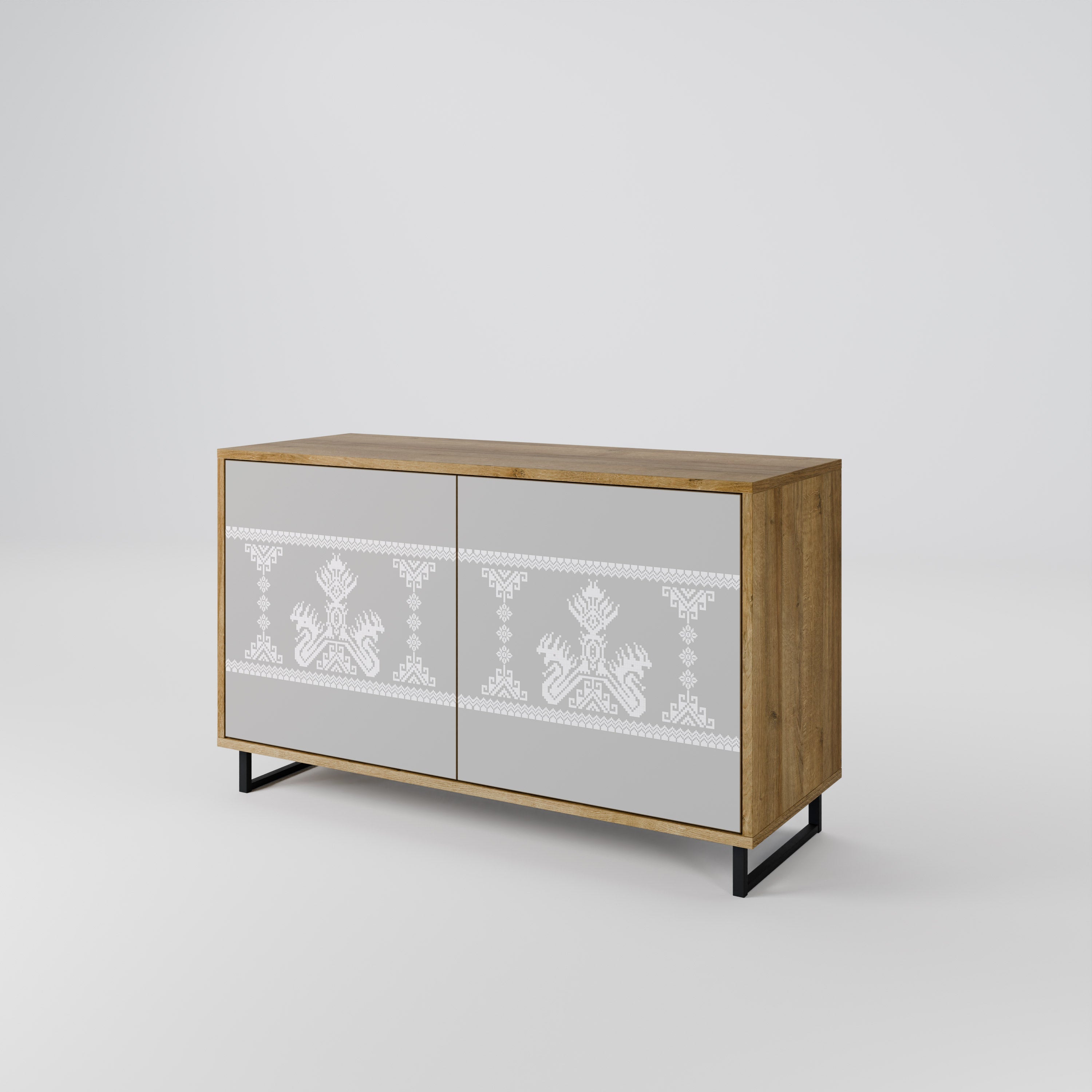 THAI GRAY Sideboard mit 2 Türen in Eichenoptik