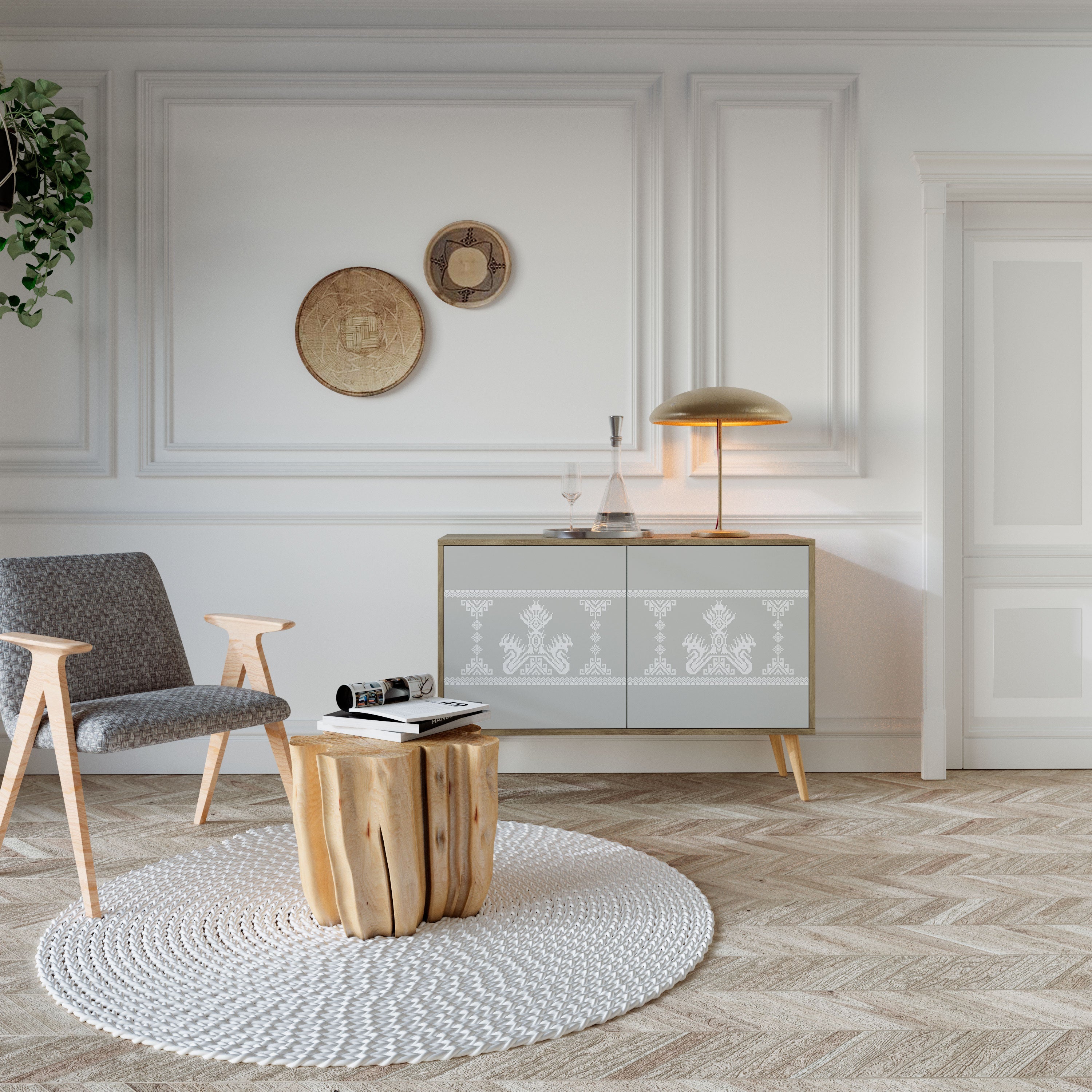 THAI GRAY Sideboard mit 2 Türen in Eichenoptik