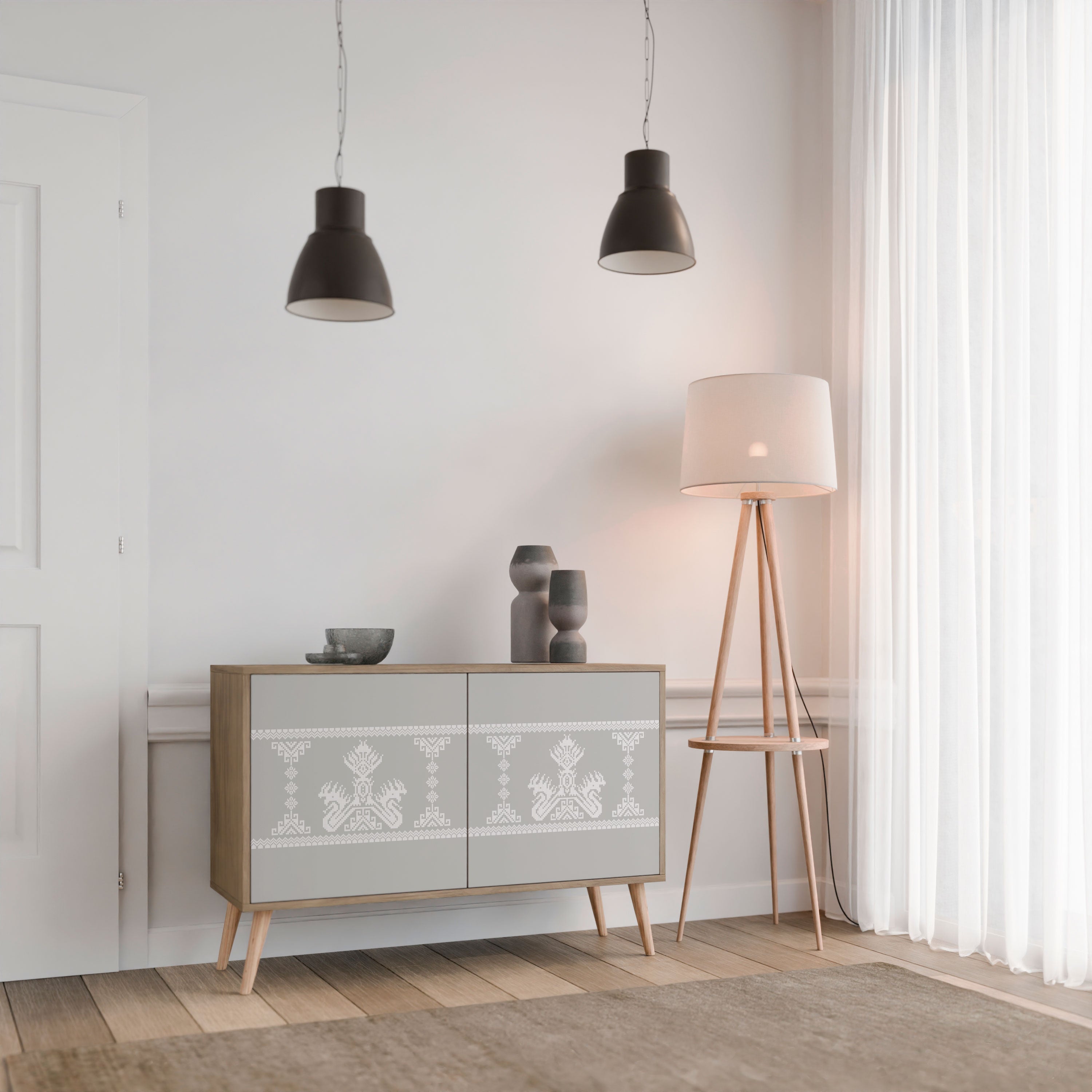 THAI GRAY Sideboard mit 2 Türen in Eichenoptik