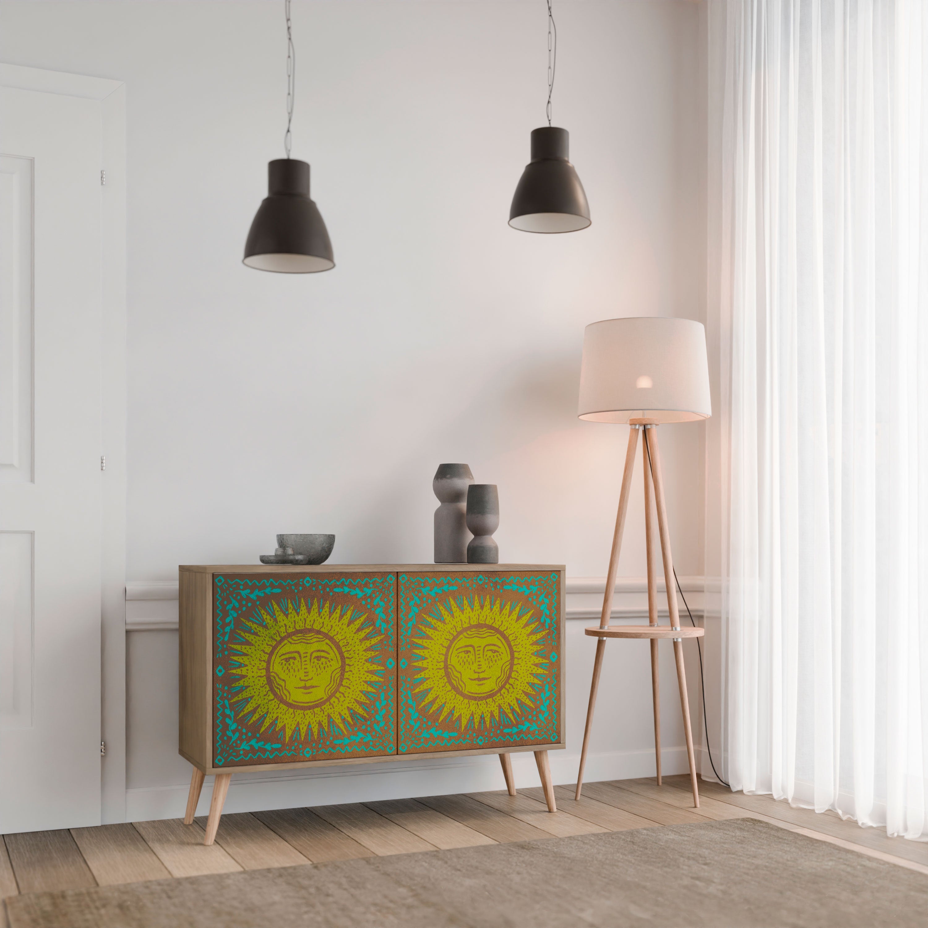 SUNSHINE EULOGY Sideboard mit 2 Türen in Eichenoptik