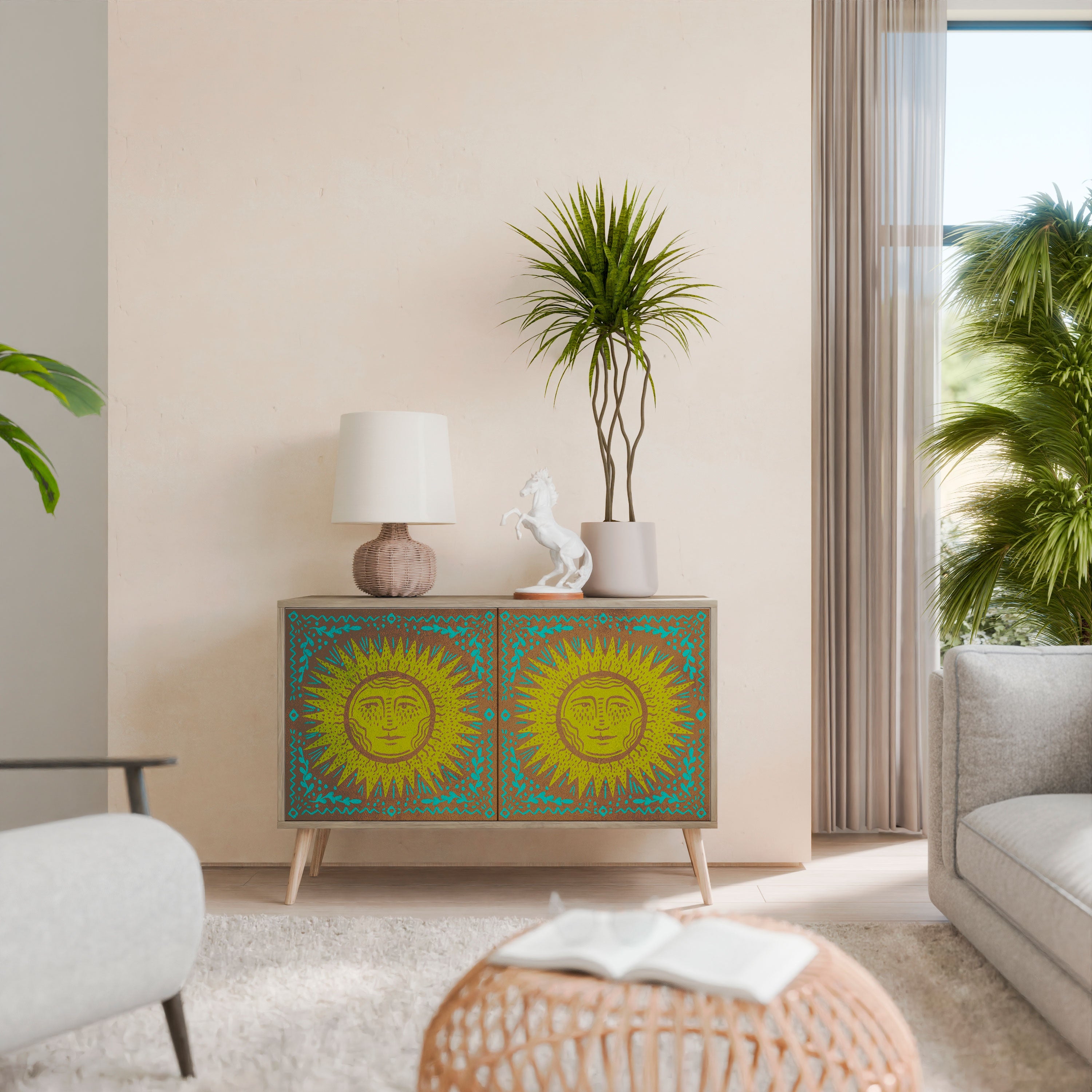 SUNSHINE EULOGY Sideboard mit 2 Türen in Eichenoptik