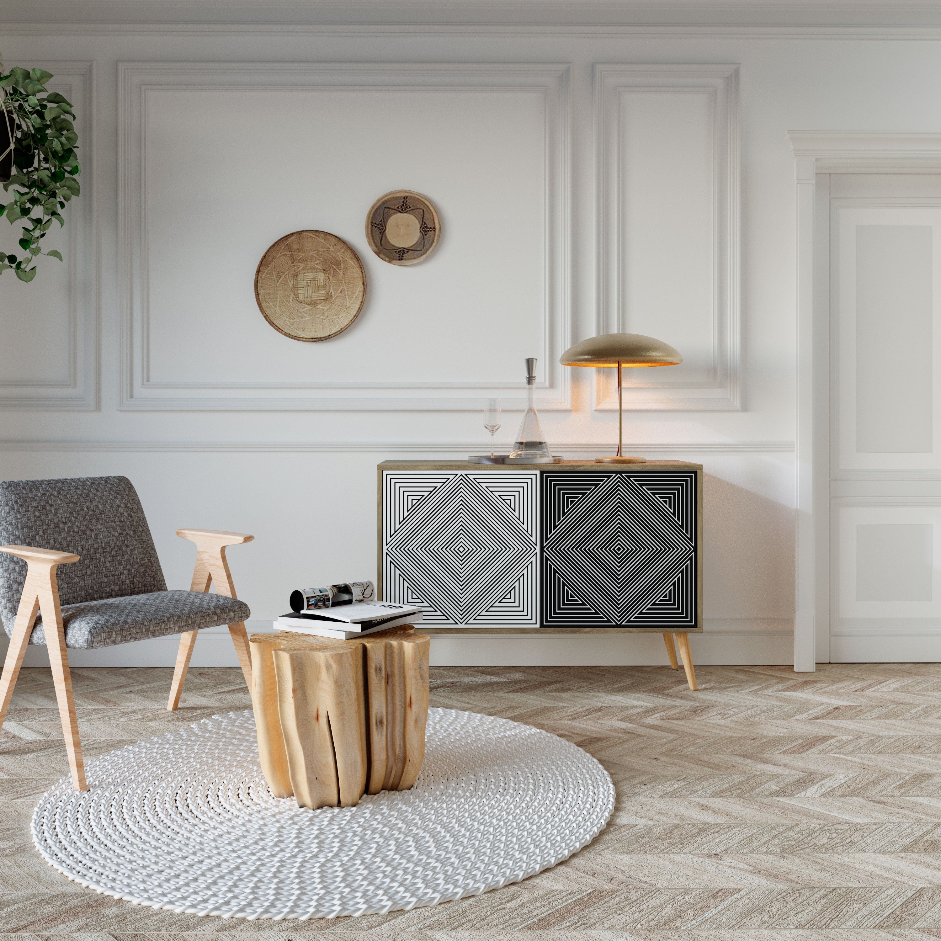 POLYGON ILLUSION Sideboard mit 2 Türen in Eichenoptik