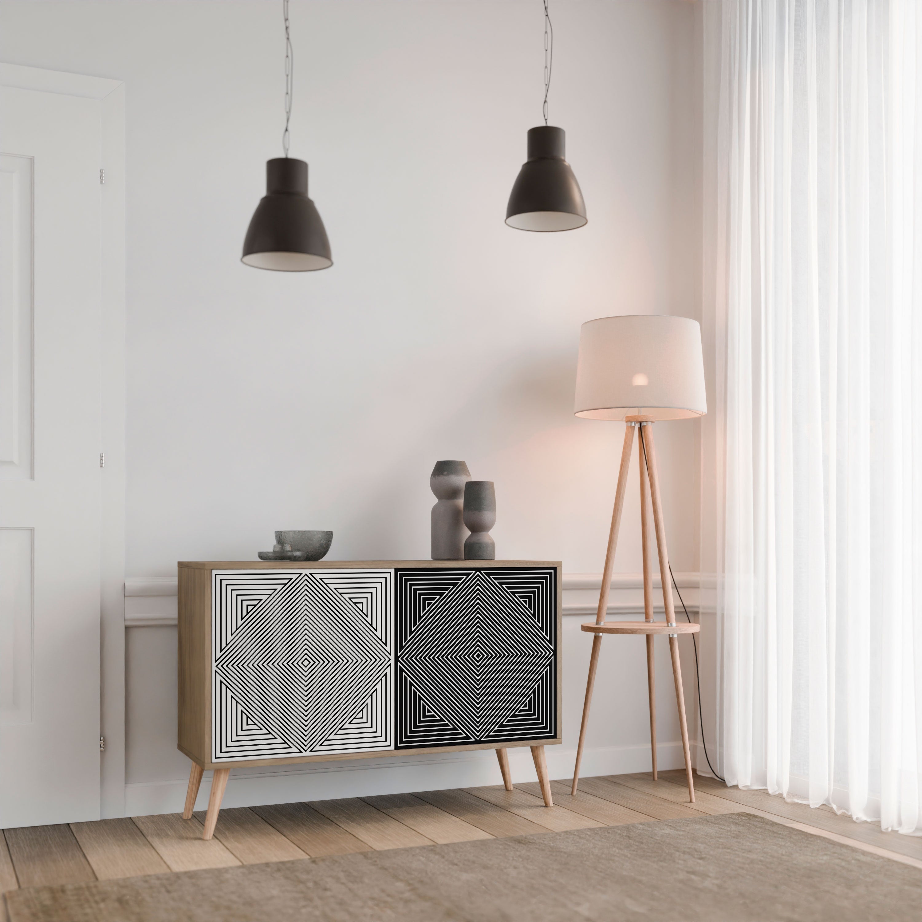POLYGON ILLUSION Sideboard mit 2 Türen in Eichenoptik