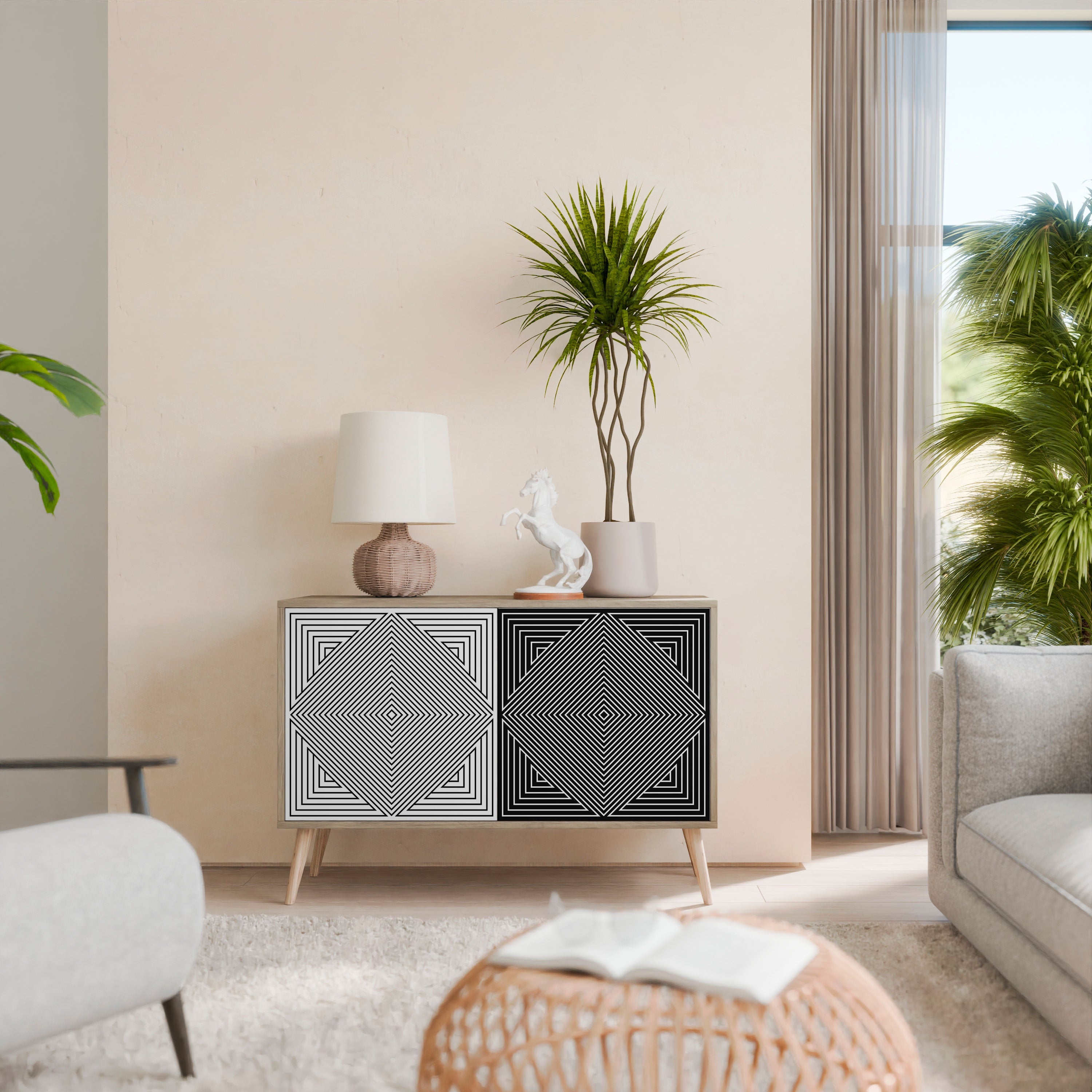 POLYGON ILLUSION Sideboard mit 2 Türen in Eichenoptik
