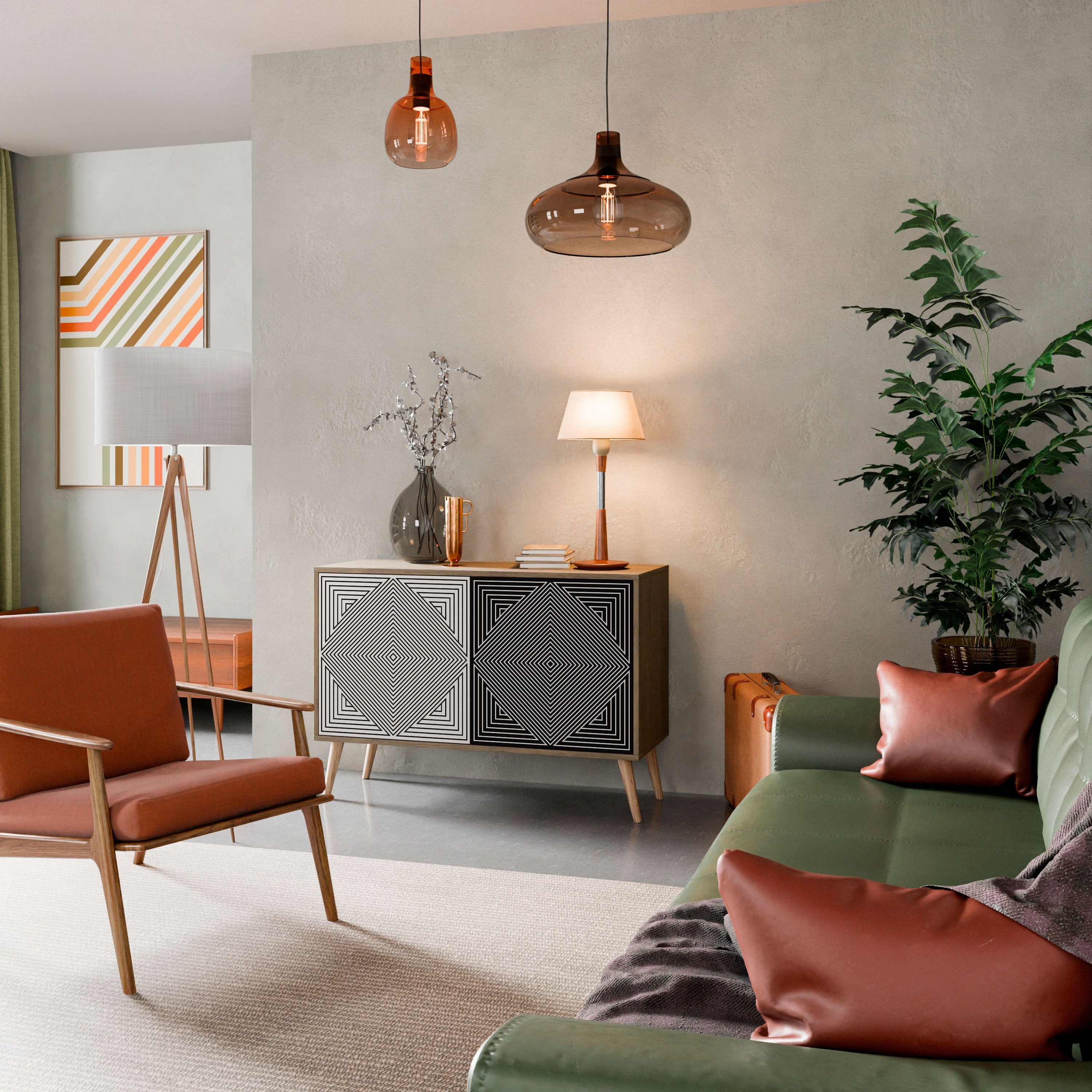 POLYGON ILLUSION Sideboard mit 2 Türen in Eichenoptik