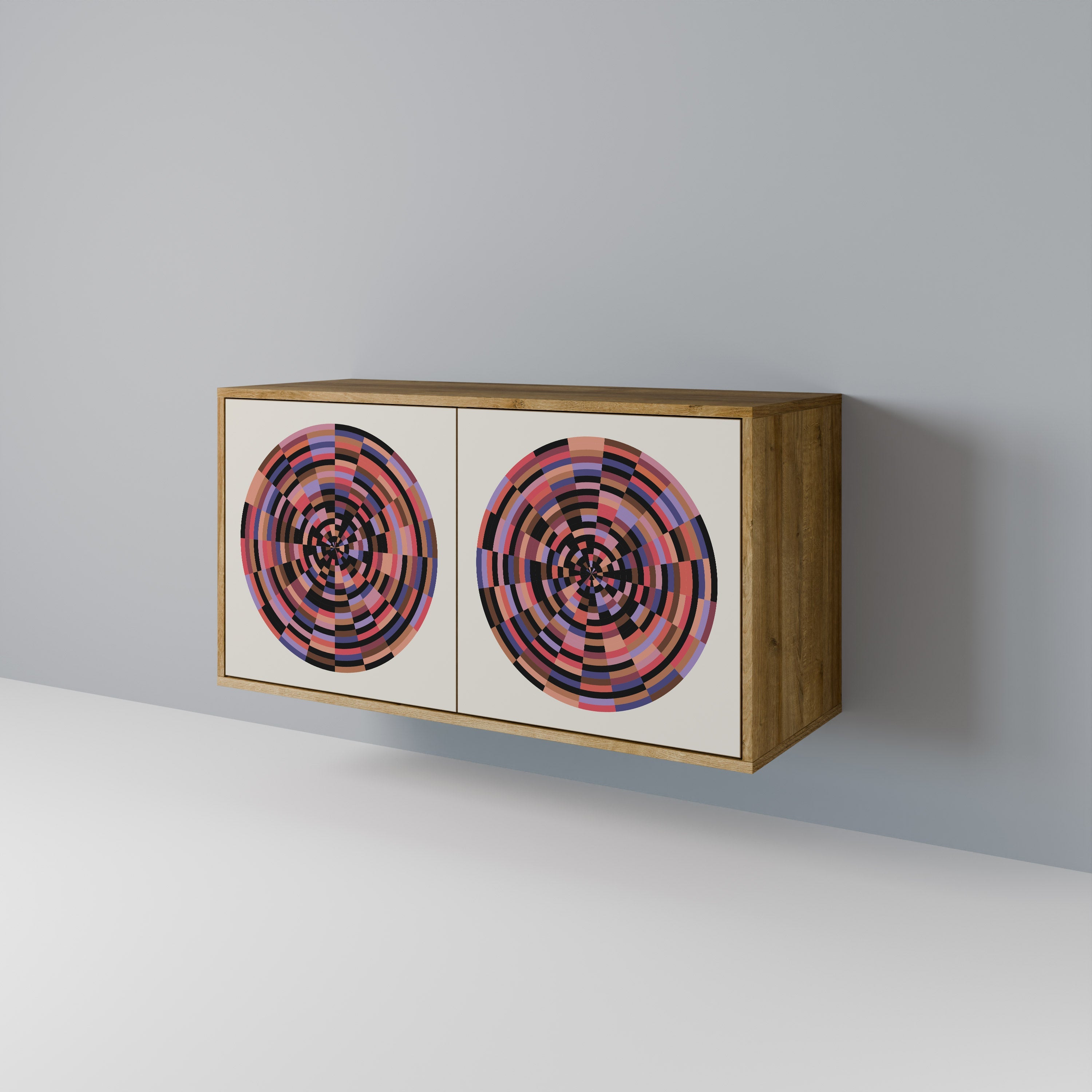 BROWN CIRCLES Sideboard mit 2 Türen in Eichenoptik