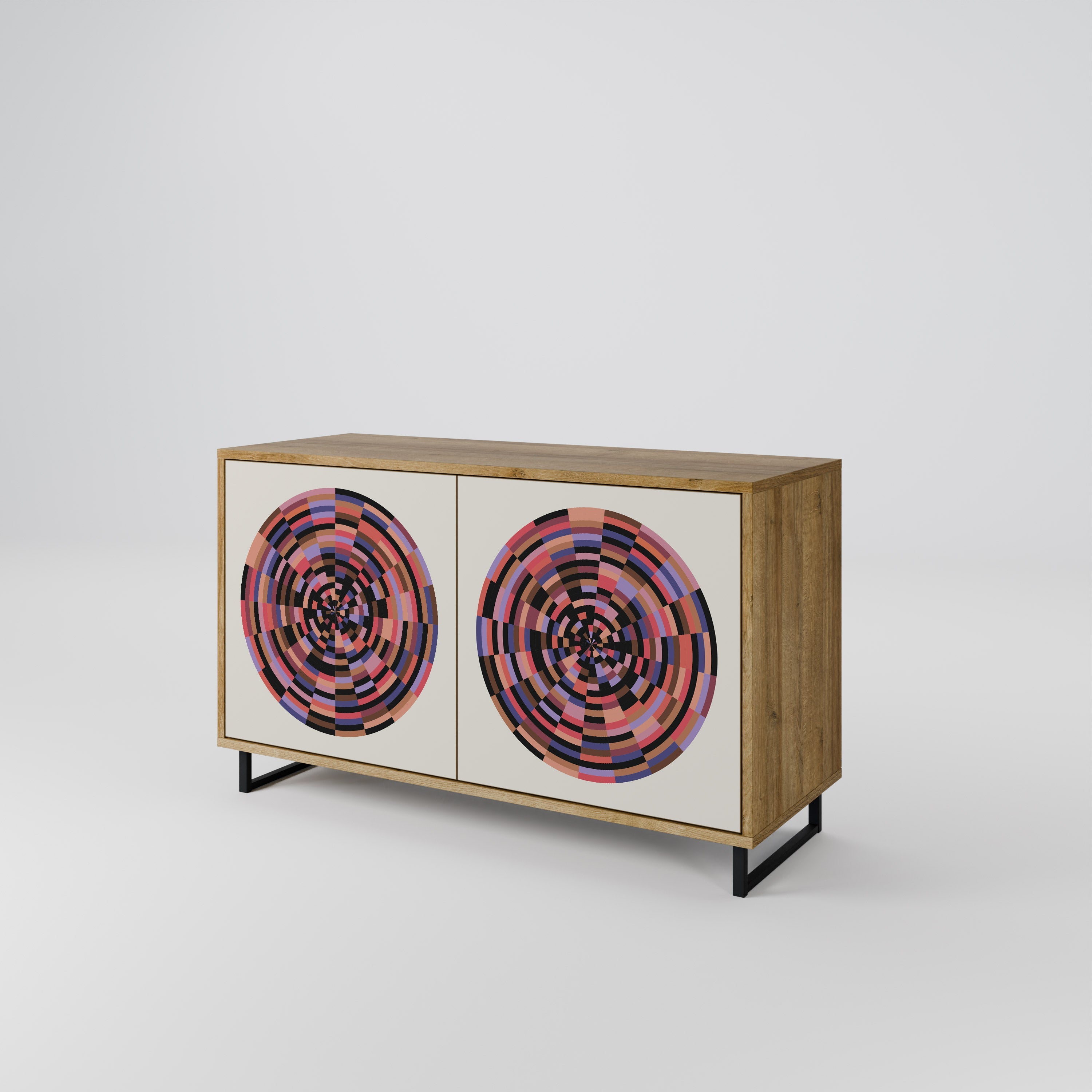 BROWN CIRCLES Sideboard mit 2 Türen in Eichenoptik