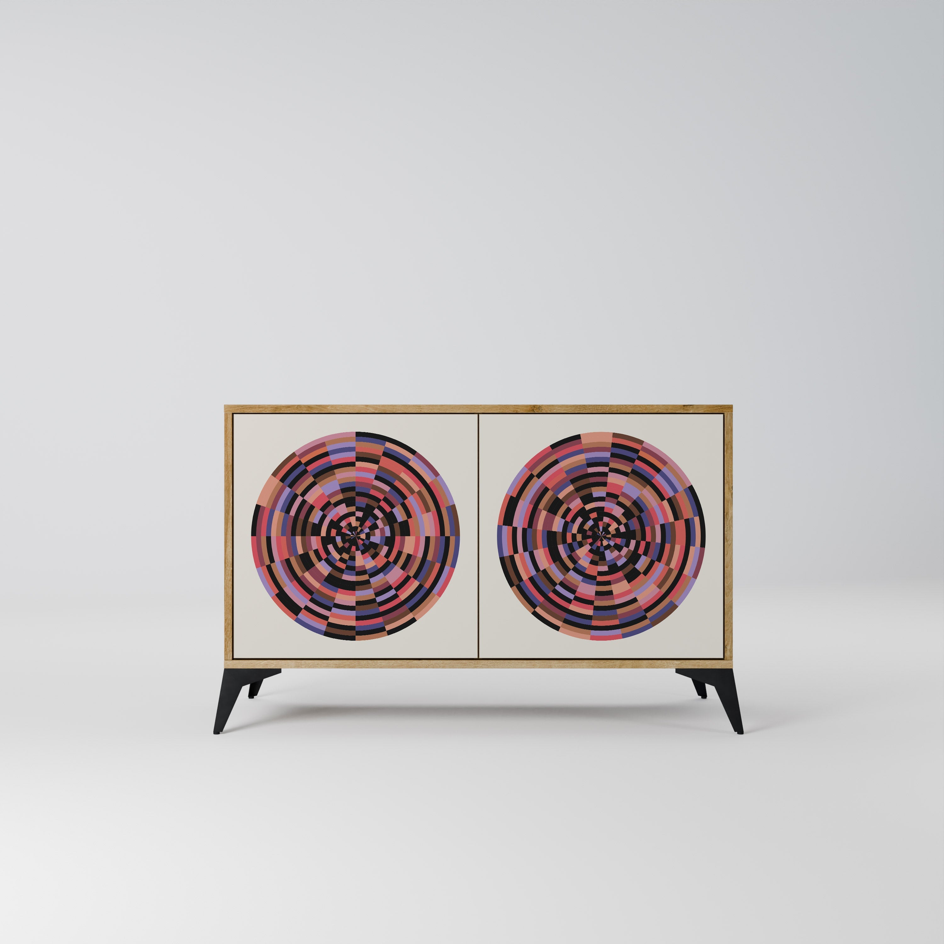 BROWN CIRCLES Sideboard mit 2 Türen in Eichenoptik