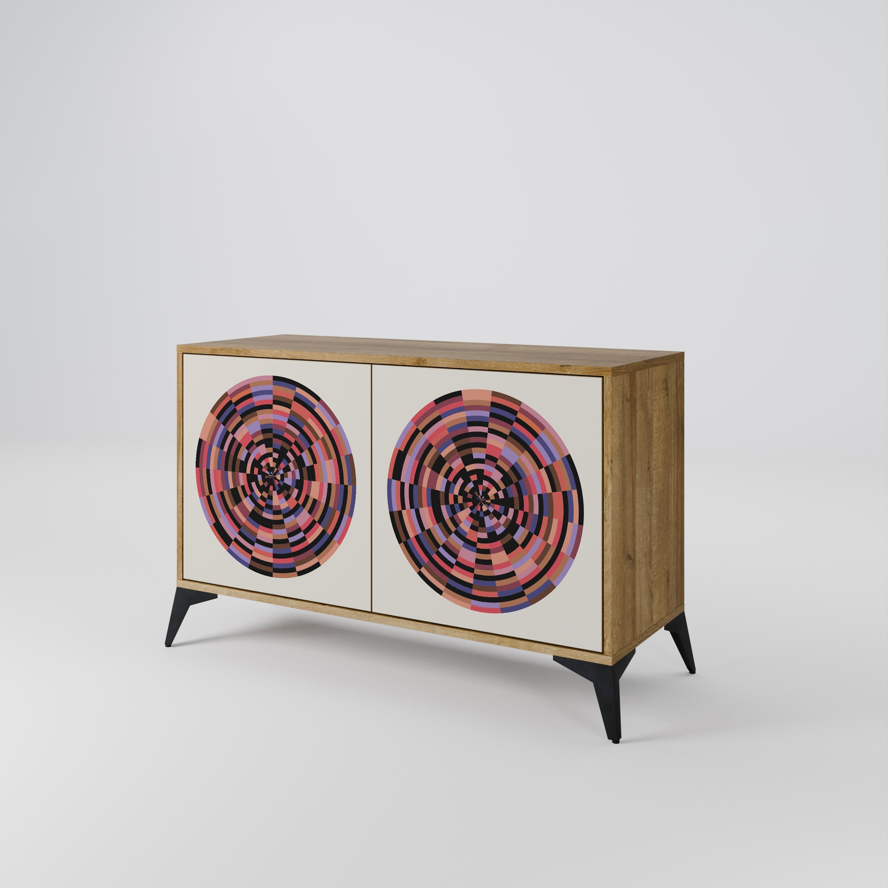 BROWN CIRCLES Sideboard mit 2 Türen in Eichenoptik